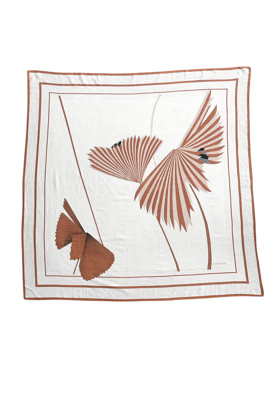 VERSACE WHITE AND BROWN PALM PATTERN SARONG SCARF
