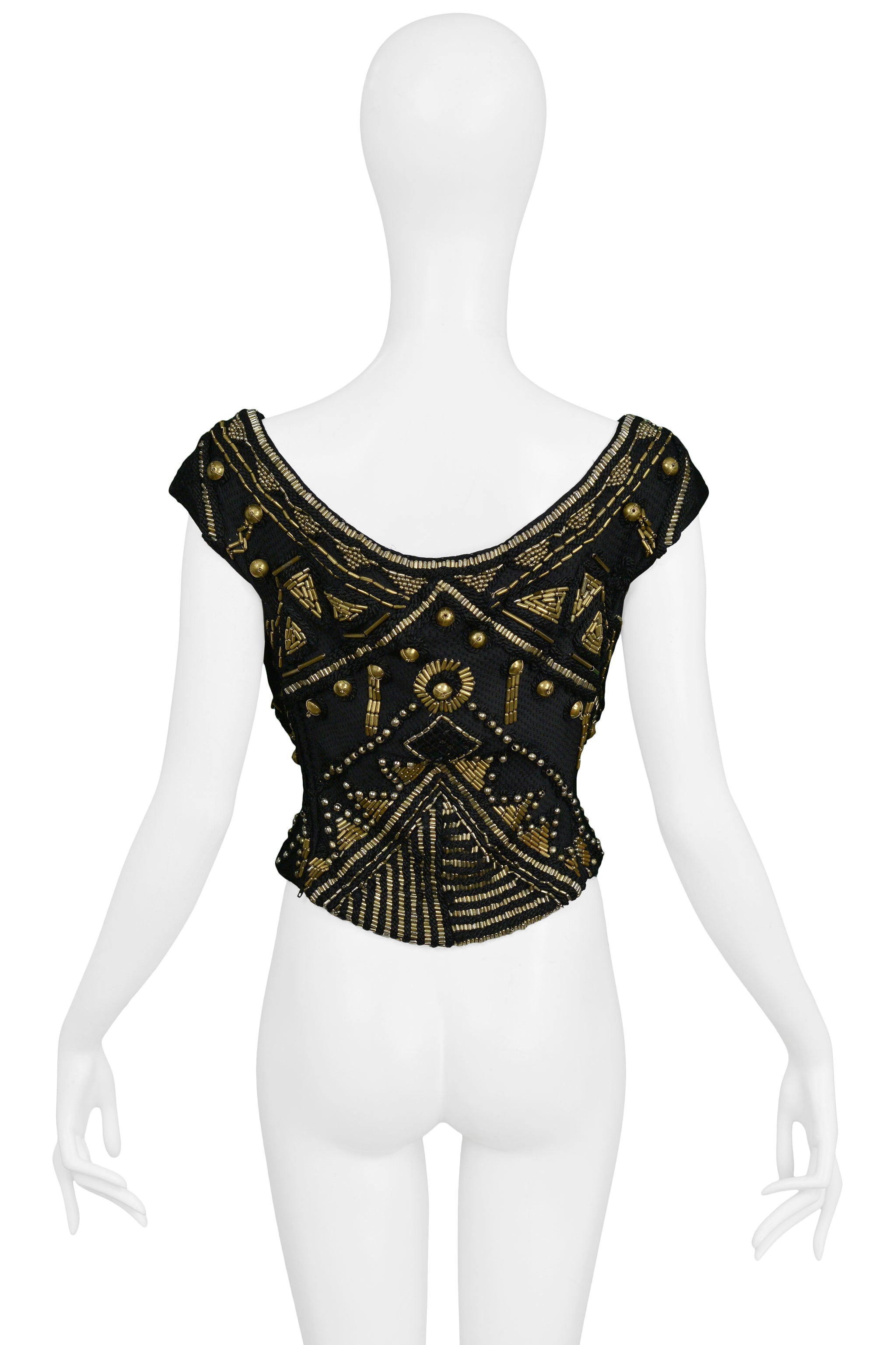 VERSACE BLACK & GOLD BEADED TOP 1990