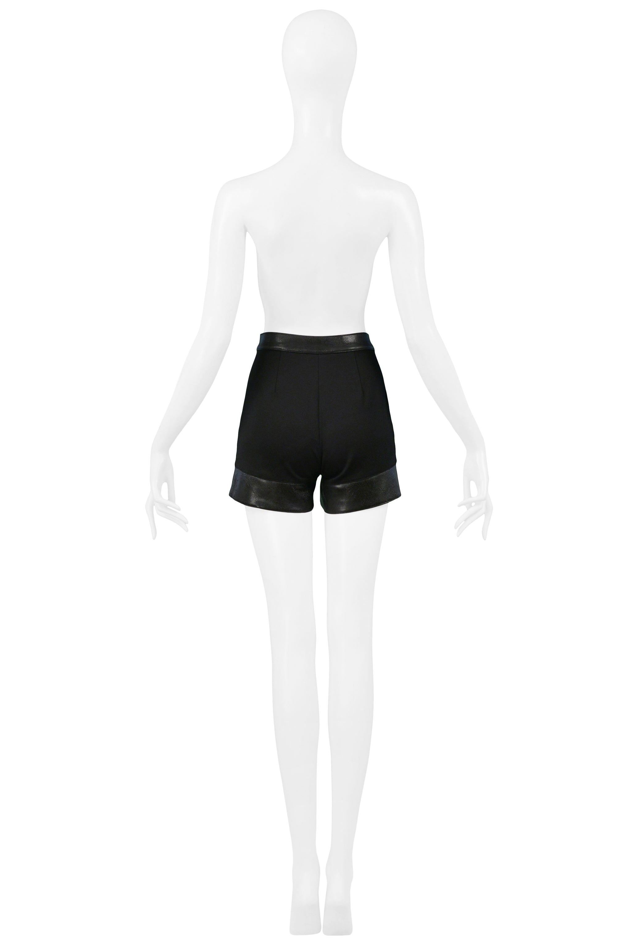 VERSACE COUTURE BLACK SHORTS WITH VINYL TRIM
