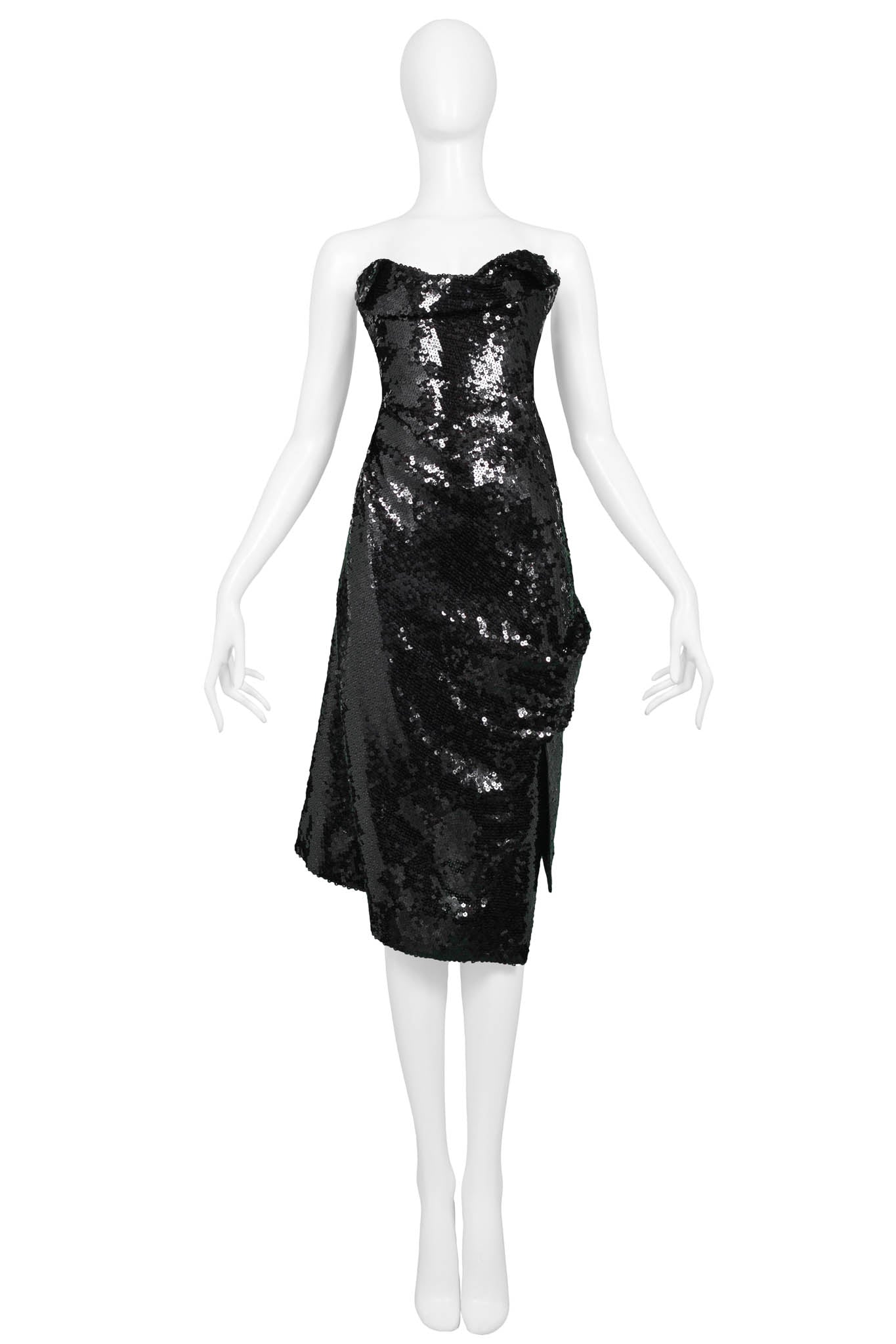 VIVIENNE WESTWOOD COUTURE BLACK SEQUIN STRAPLESS DRESS