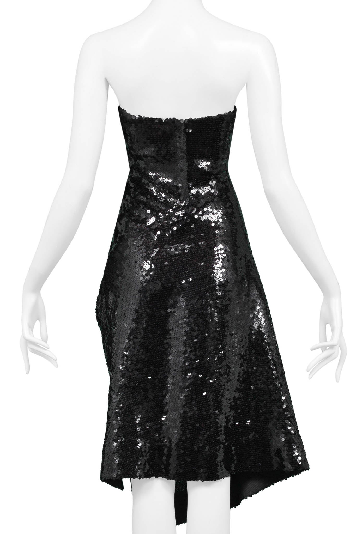 VIVIENNE WESTWOOD COUTURE BLACK SEQUIN STRAPLESS DRESS