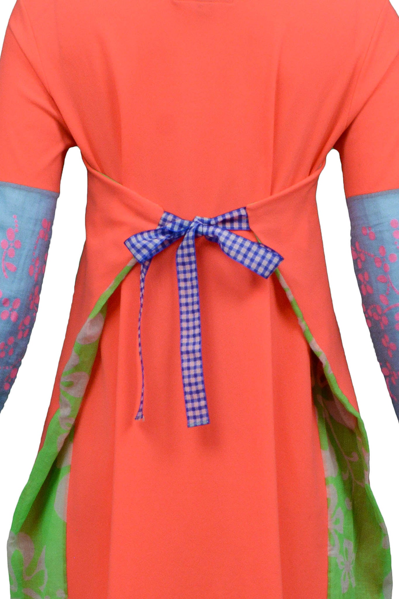 WALTER VAN BEIRENDONCK NEON ORANGE FLORAL TIE-BACK DRESS