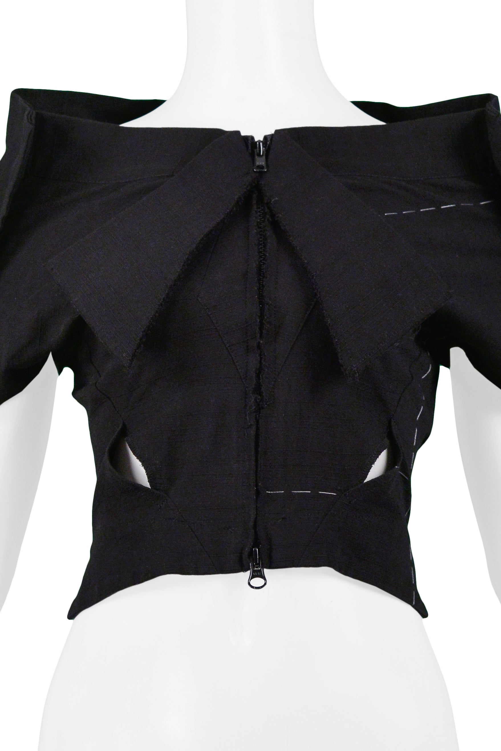 YOHJI YAMAMOTO BLACK BASTING CROP TOP 2000