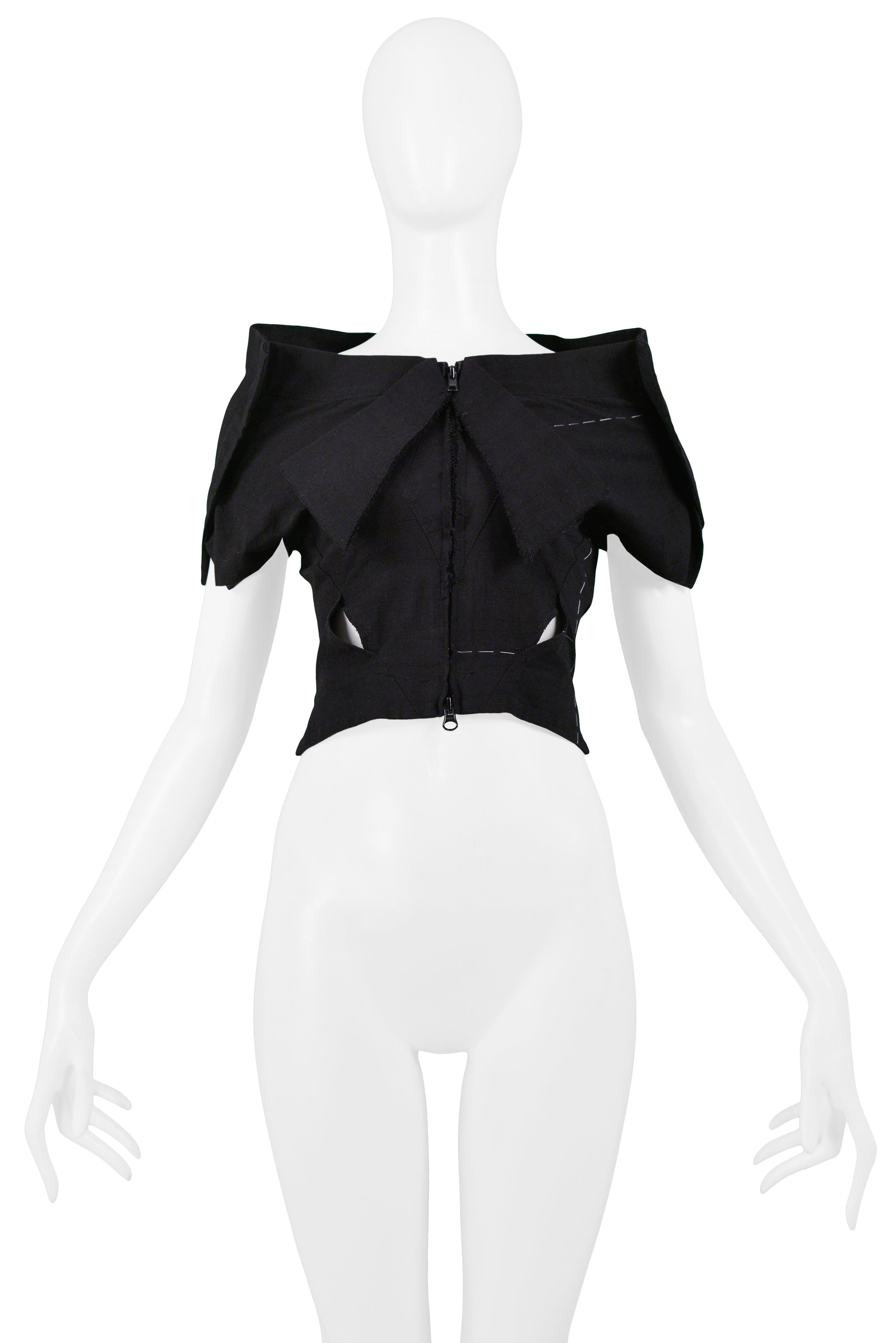 YOHJI YAMAMOTO BLACK BASTING CROP TOP 2000