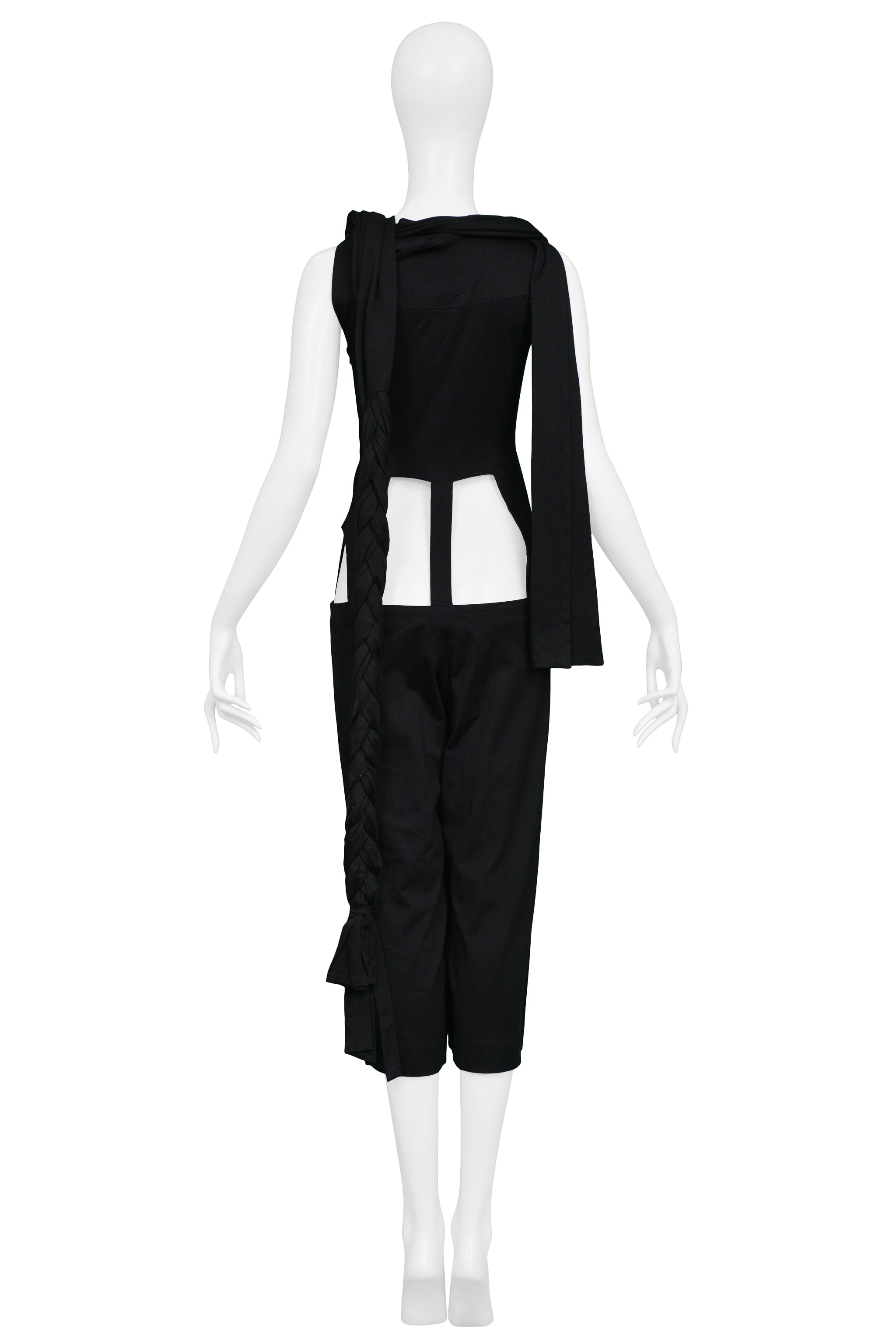 YOHJI YAMAMOTO BLACK CAGE JUMPSUIT WITH CUTOUTS