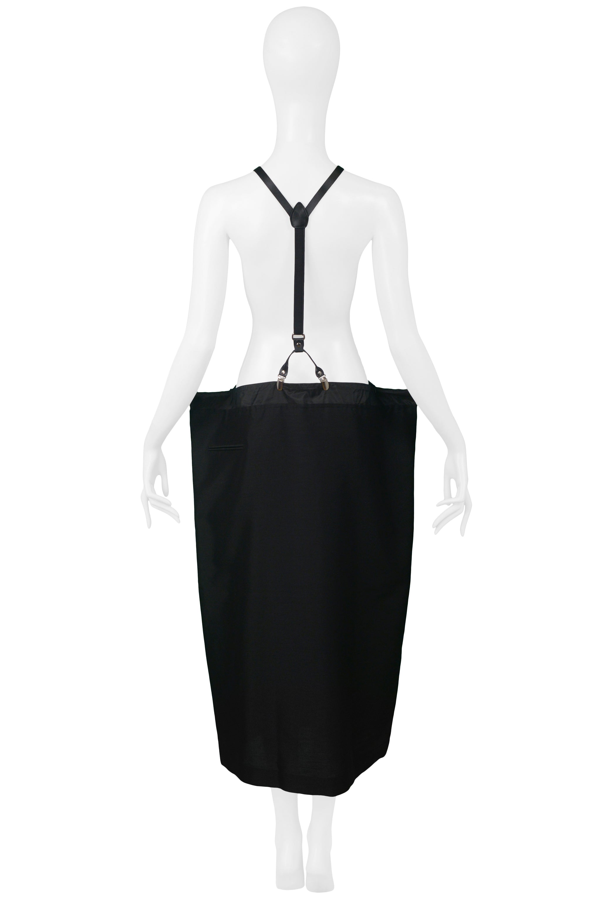 YOHJI YAMAMOTO BLACK OVERSIZED SKIRT WITH SUSPENDERS
