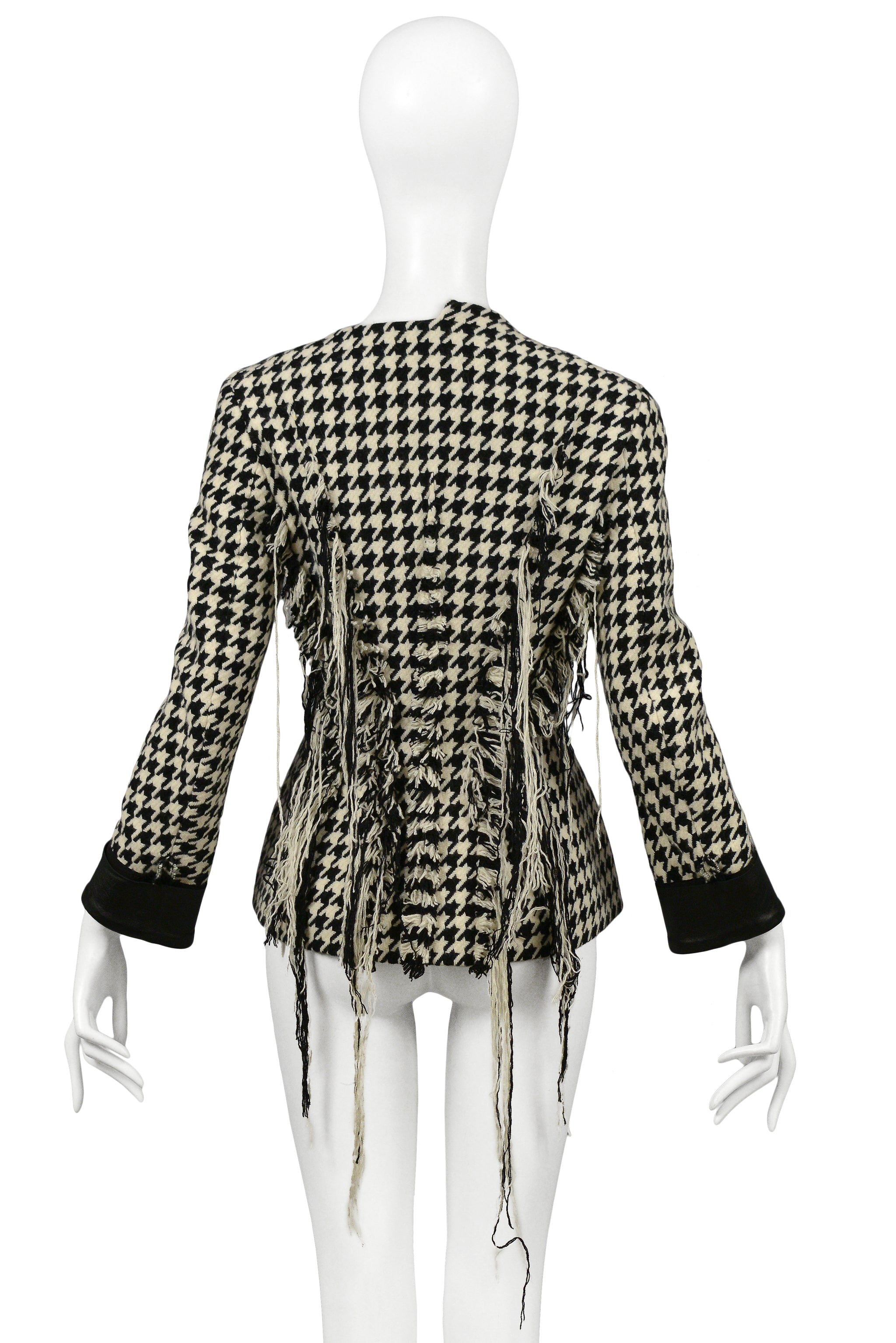 YOHJI YAMAMOTO BLACK & WHITE WOOL HOUNDSTOOTH CHECK JACKET 2003