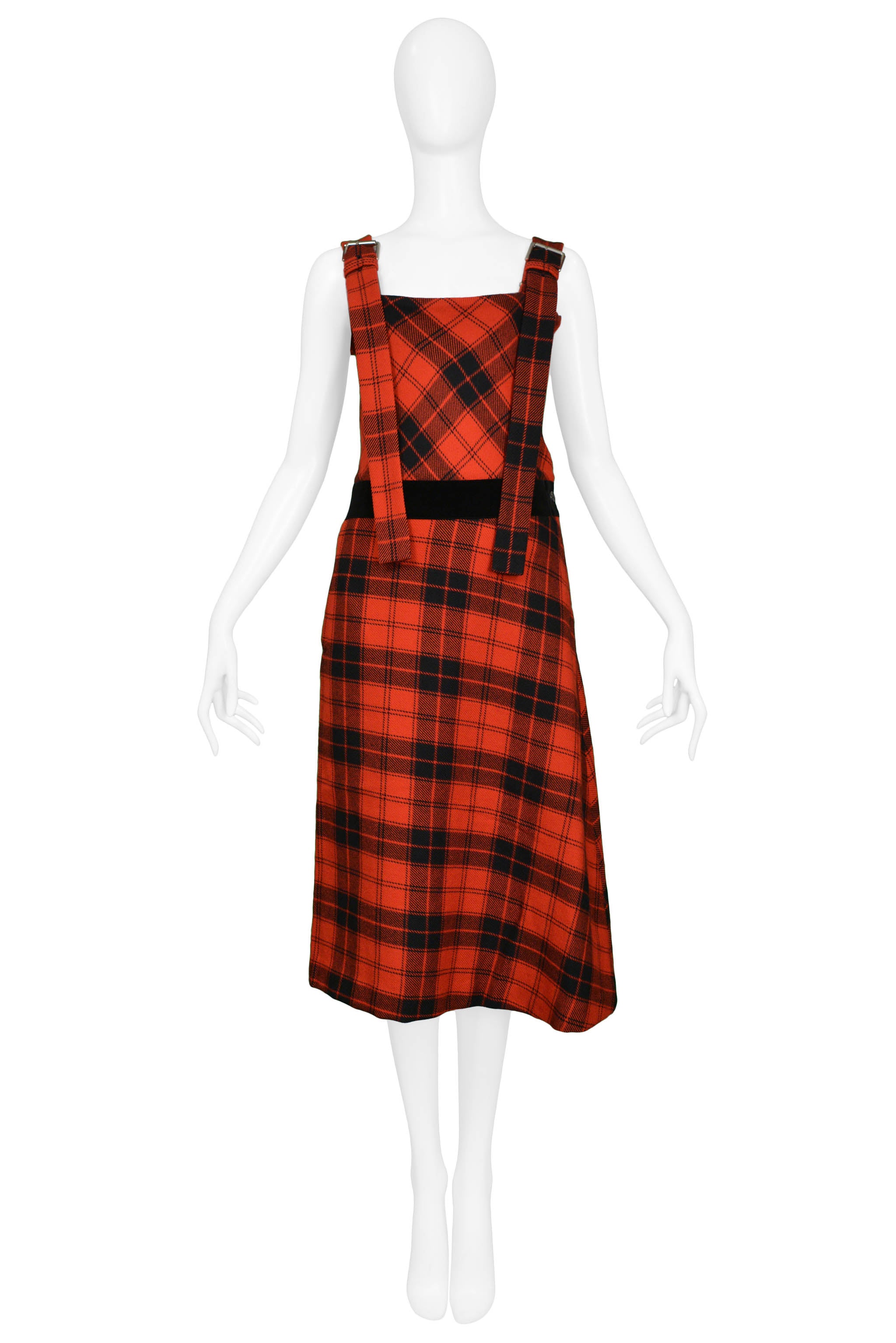 YOHJI YAMAMOTO RED PLAID JUMPER DRESS 2003