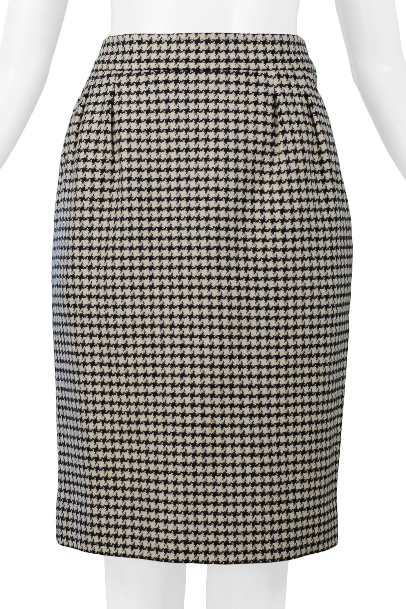 YVES SAINT LAURENT YSL BLACK & WHITE CHECK WOOL SKIRT SUIT