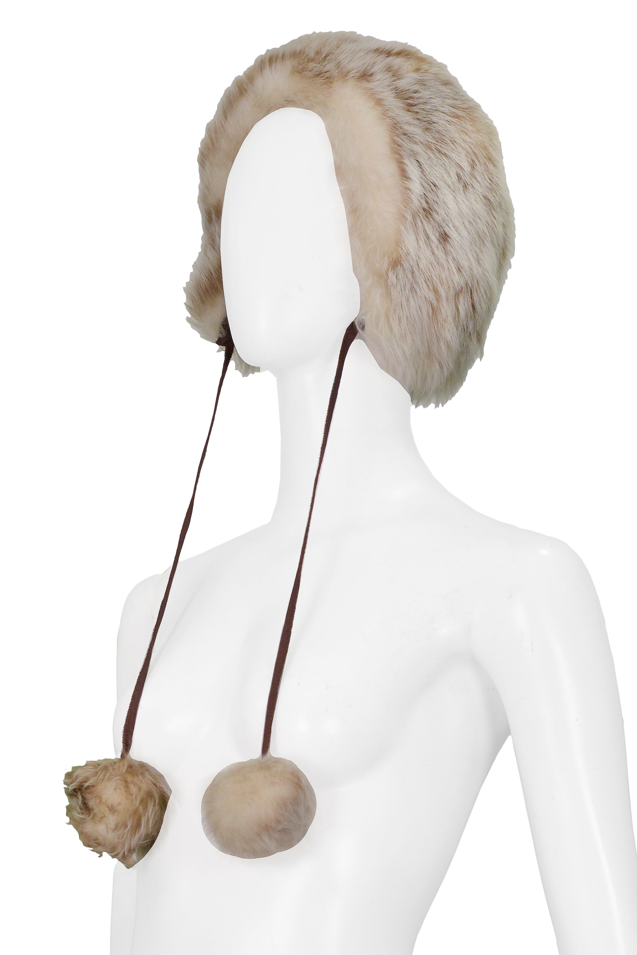 YVES SAINT LAURENT YSL FUR POM POM HAT