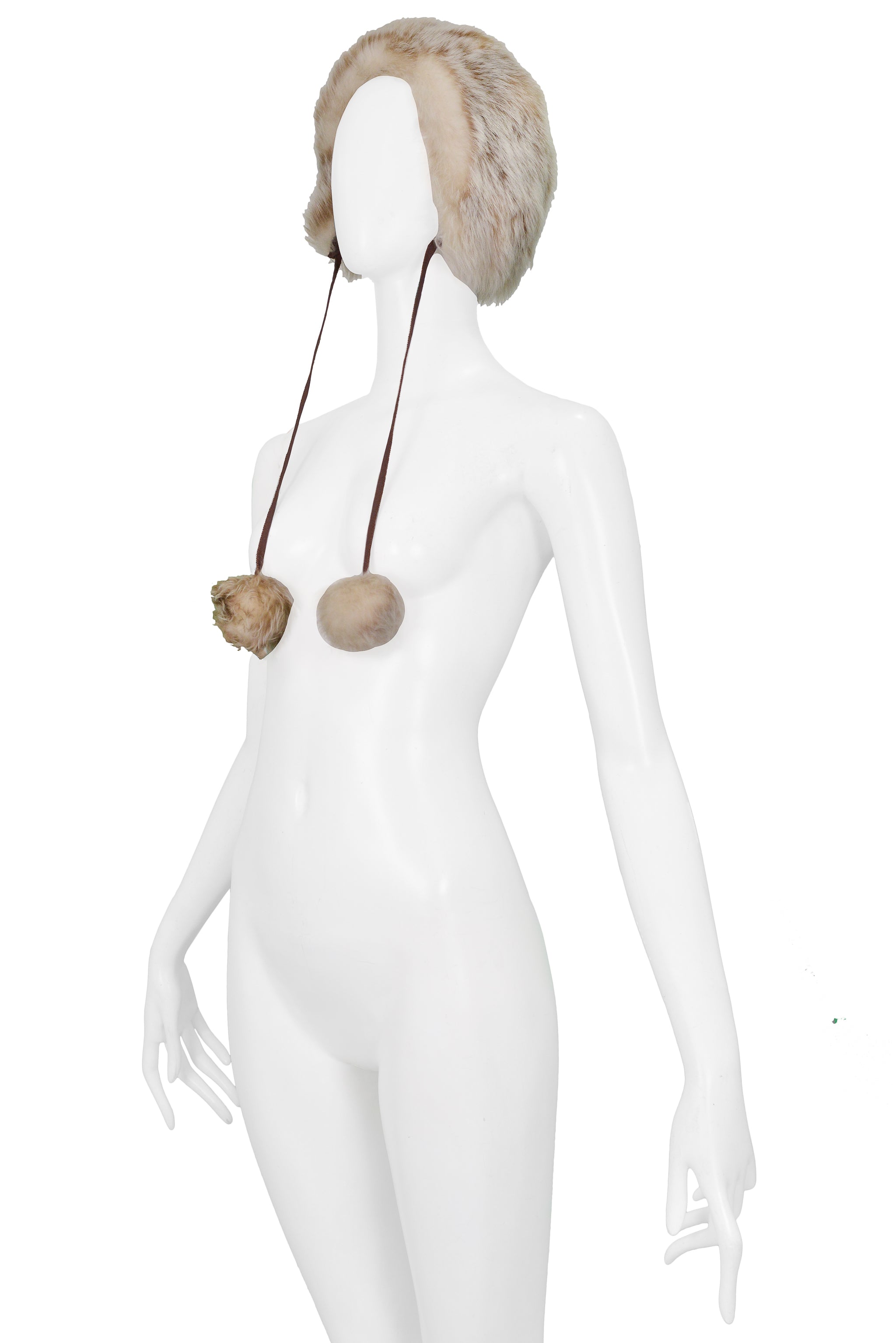 YVES SAINT LAURENT YSL FUR POM POM HAT