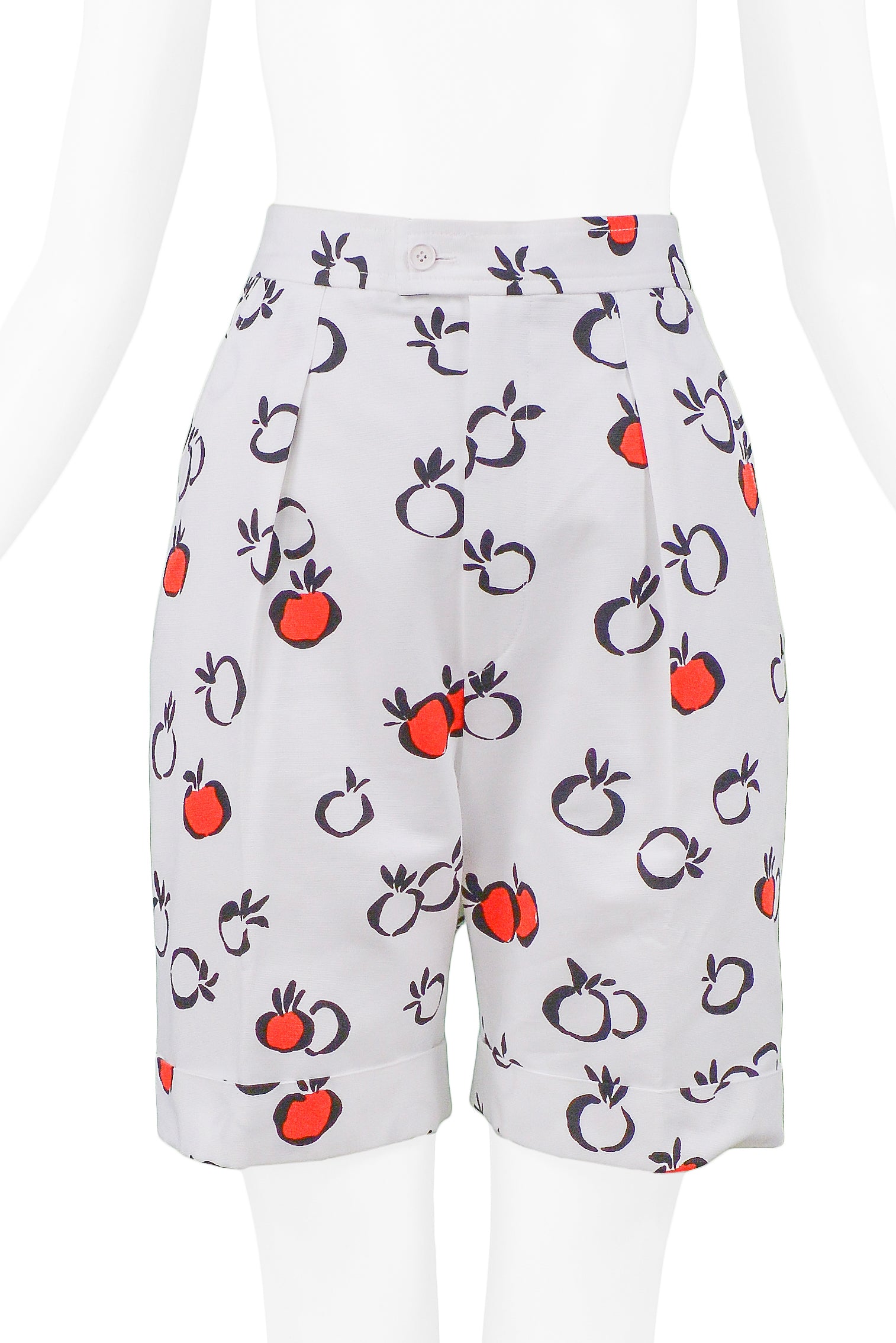 YVES SAINT LAURENT YSL RED & WHITE CHERRY PRINT SHORTS