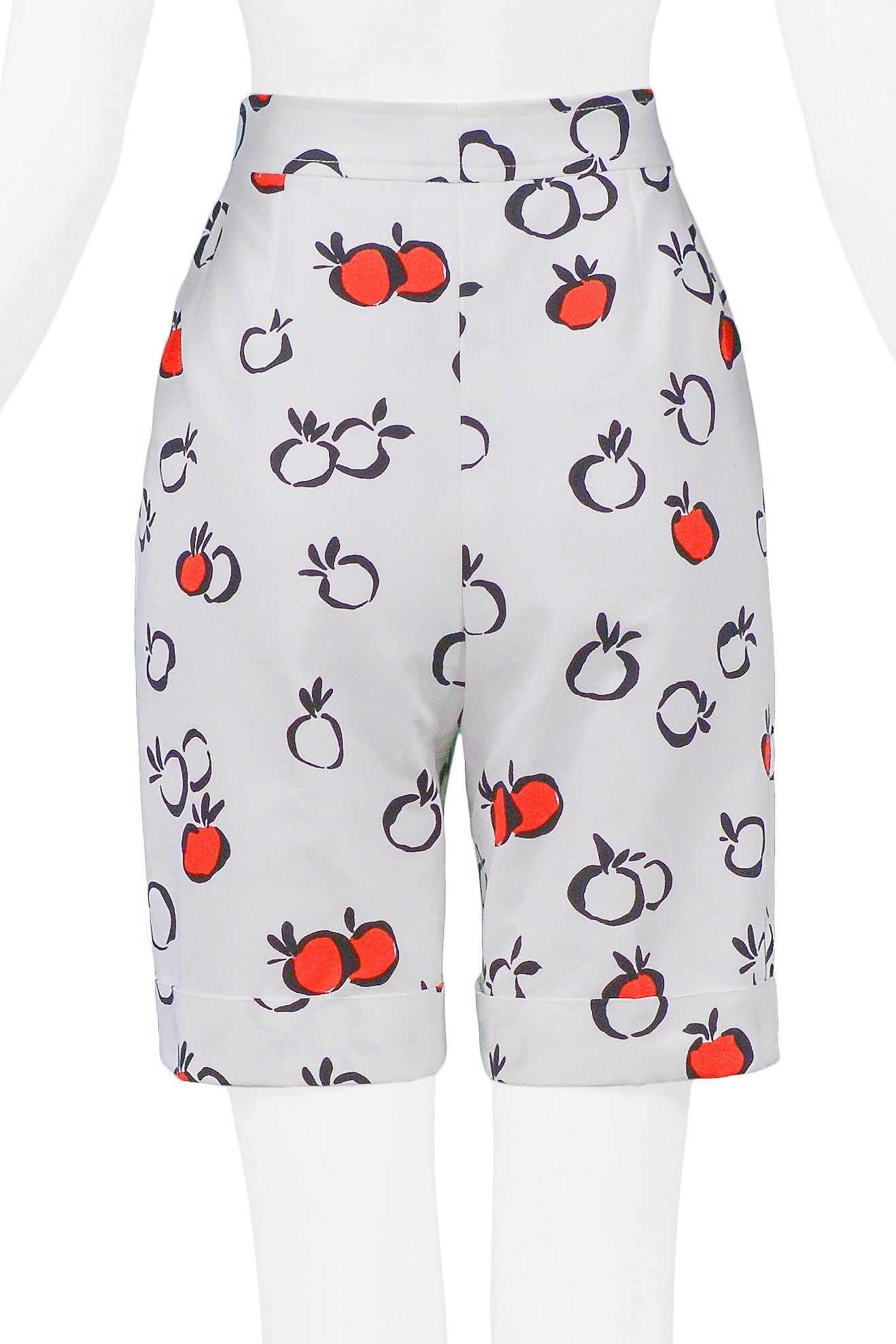 YVES SAINT LAURENT YSL RED & WHITE CHERRY PRINT SHORTS