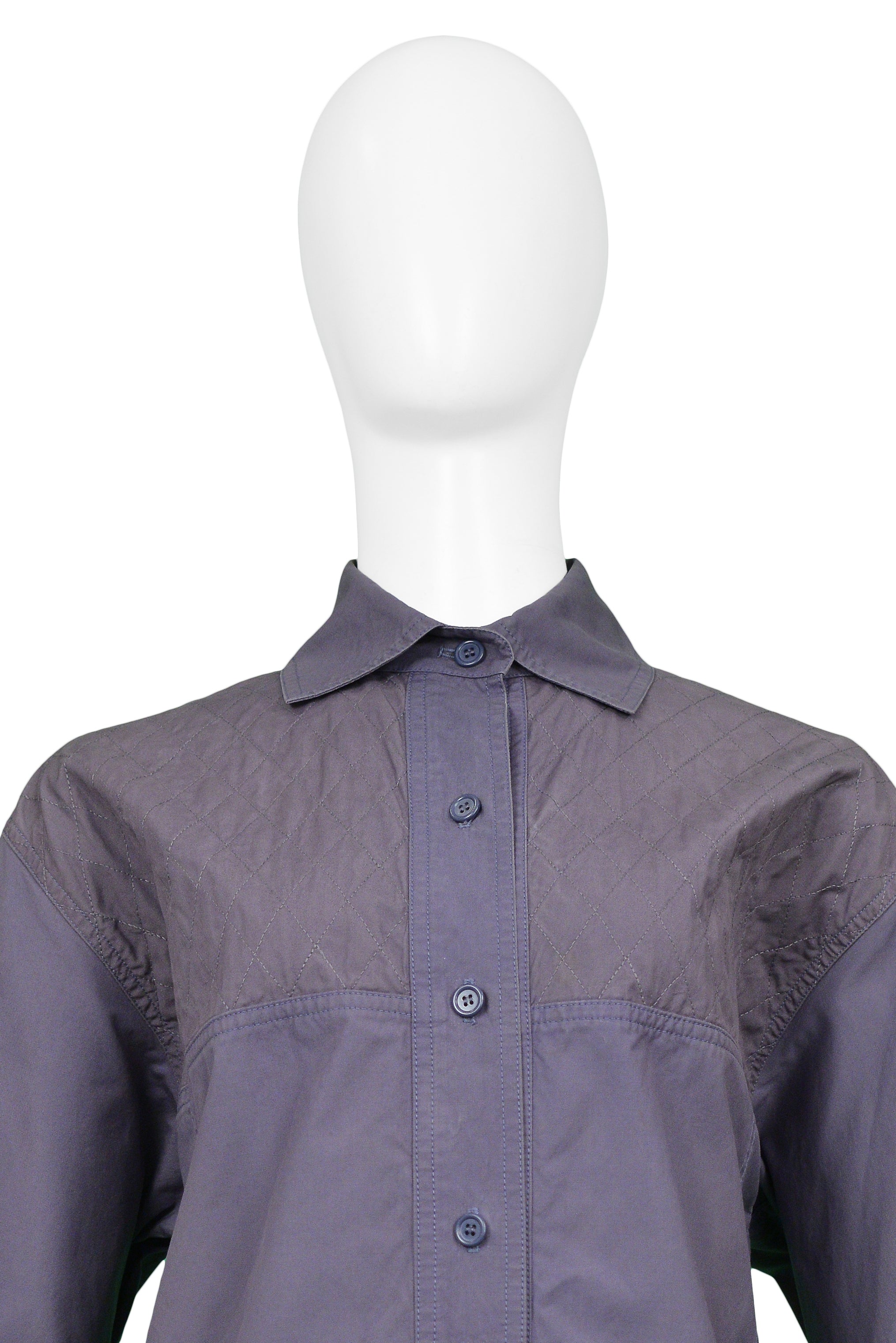 YVES SAINT LAURENT YSL NAVY BLUE COTTON SMOCK JACKET