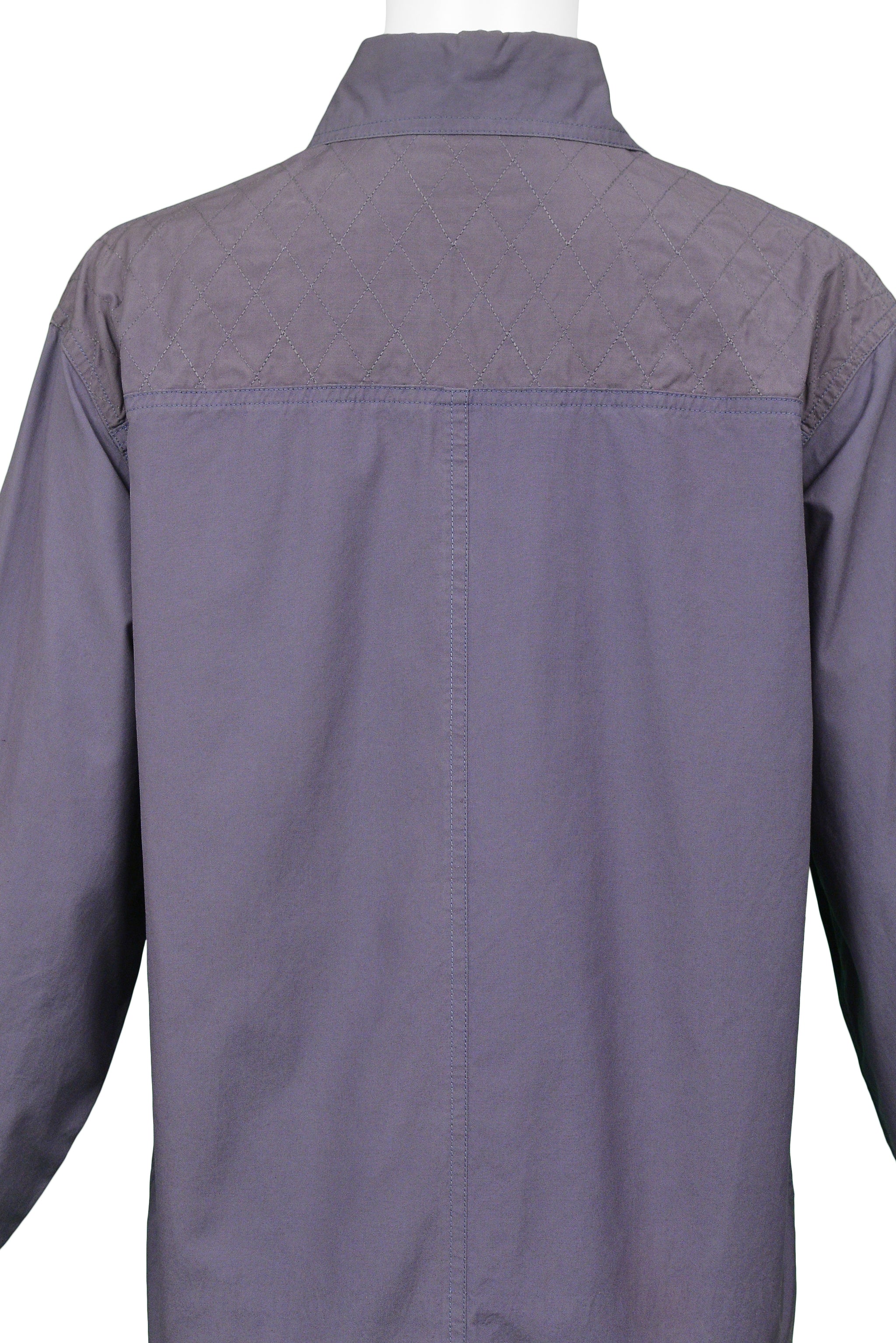 YVES SAINT LAURENT YSL NAVY BLUE COTTON SMOCK JACKET