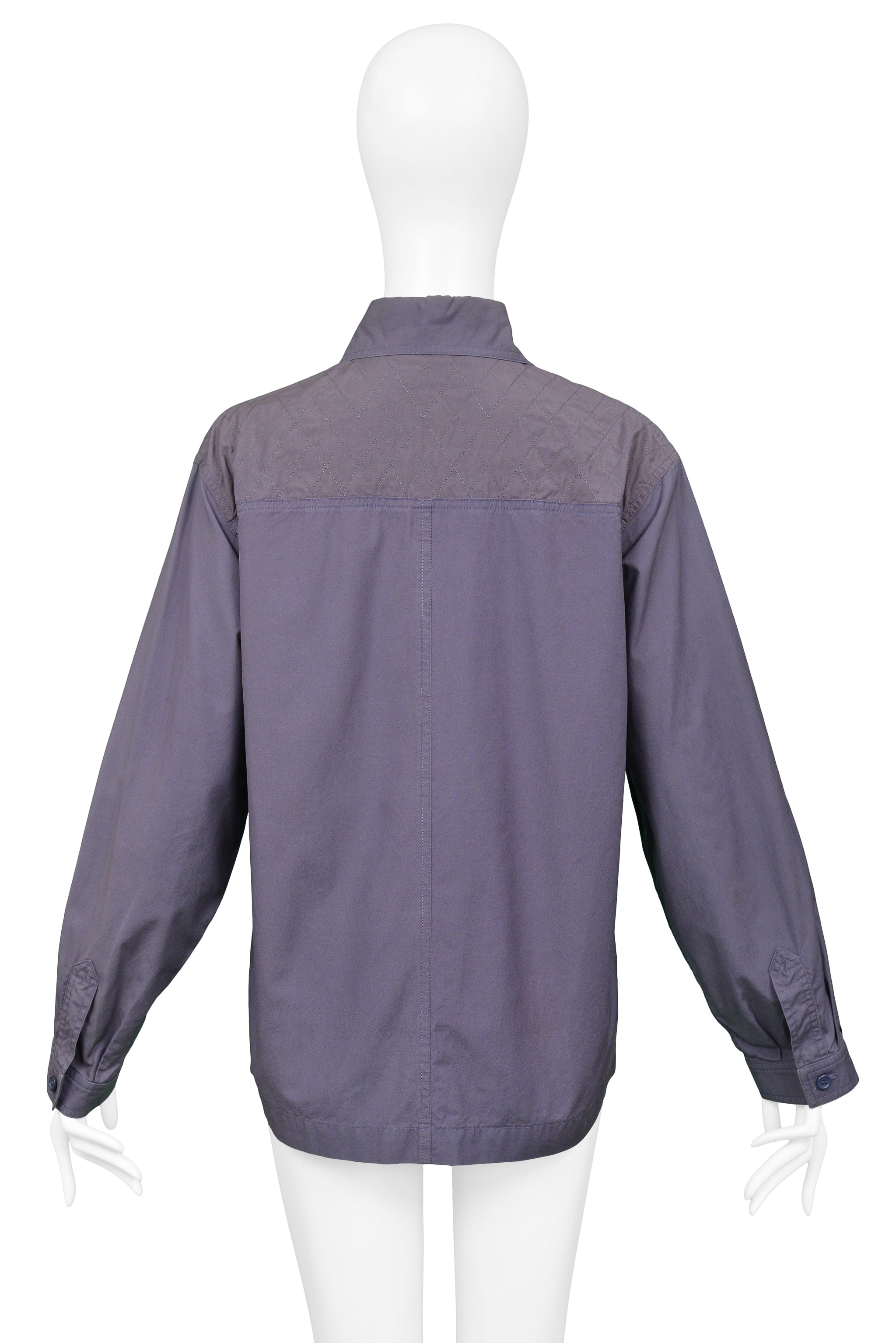 YVES SAINT LAURENT YSL NAVY BLUE COTTON SMOCK JACKET