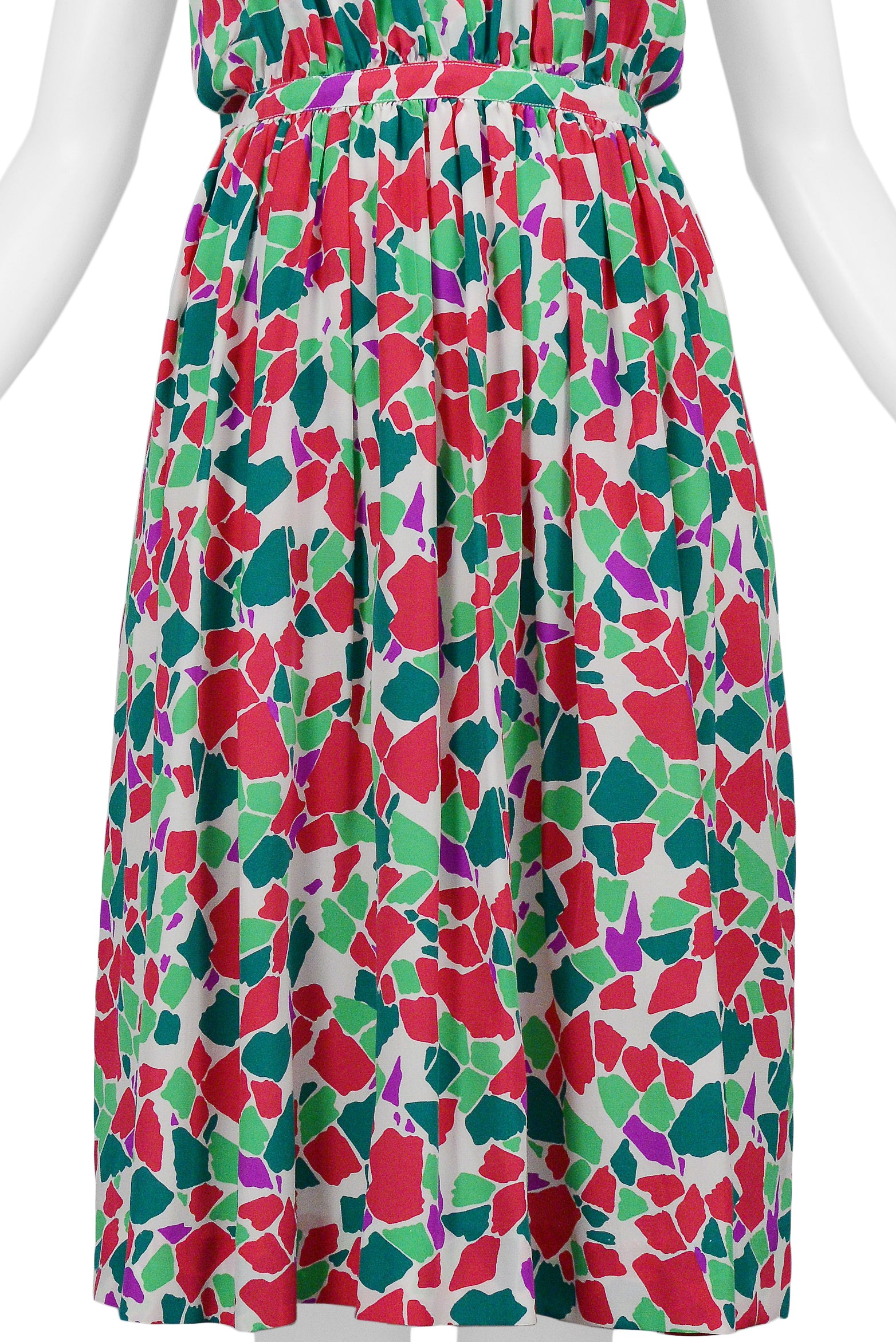 YVES SAINT LAURENT YSL ABSTRACT KEYHOLE DRESS