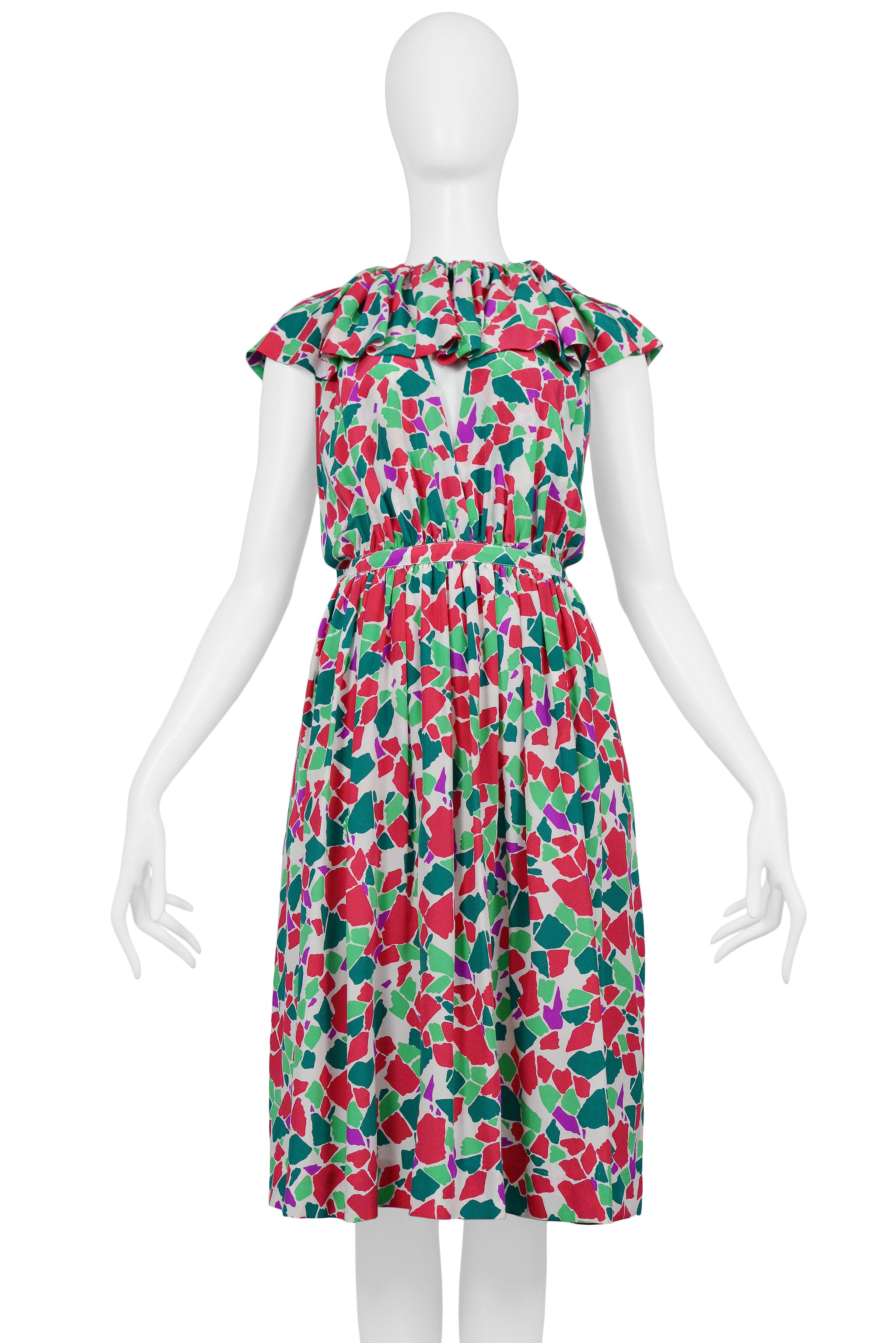 YVES SAINT LAURENT YSL ABSTRACT KEYHOLE DRESS