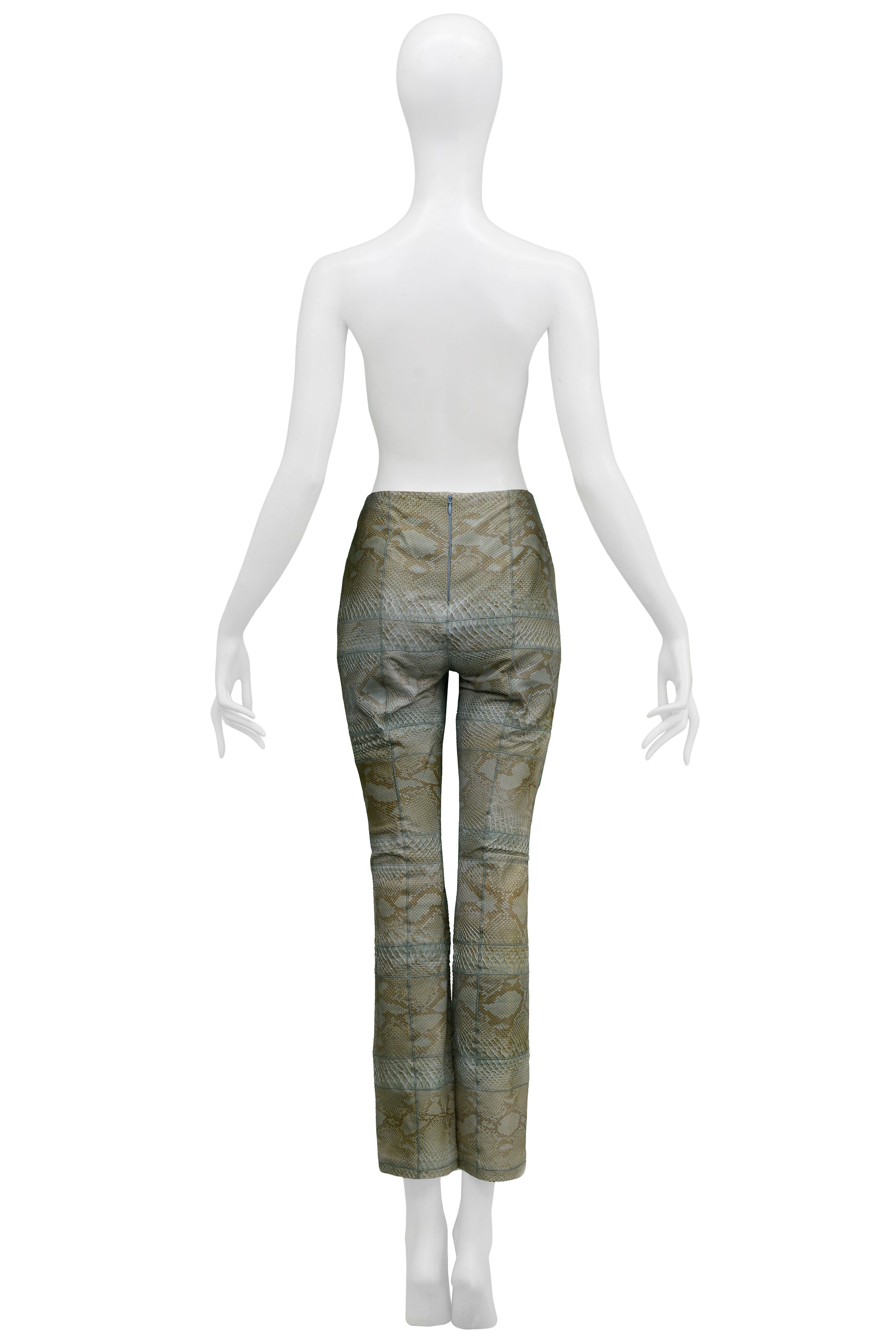 VERSACE COUTURE TURQUOISE BLUE PYTHON PANTS 1999
