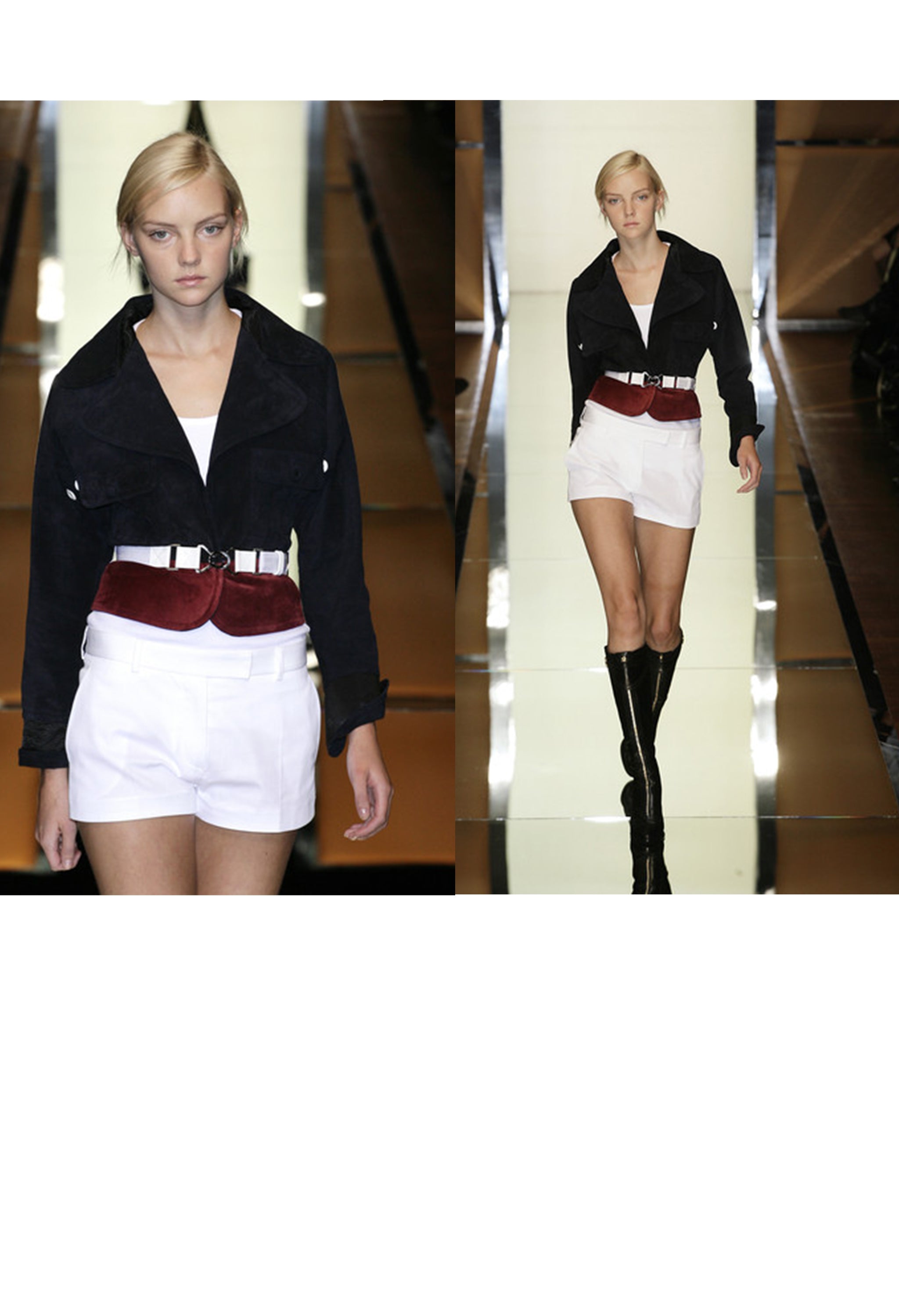 GIANFRANCO FERRE NAVY & BURGUNDY SUEDE BELTED JACKET