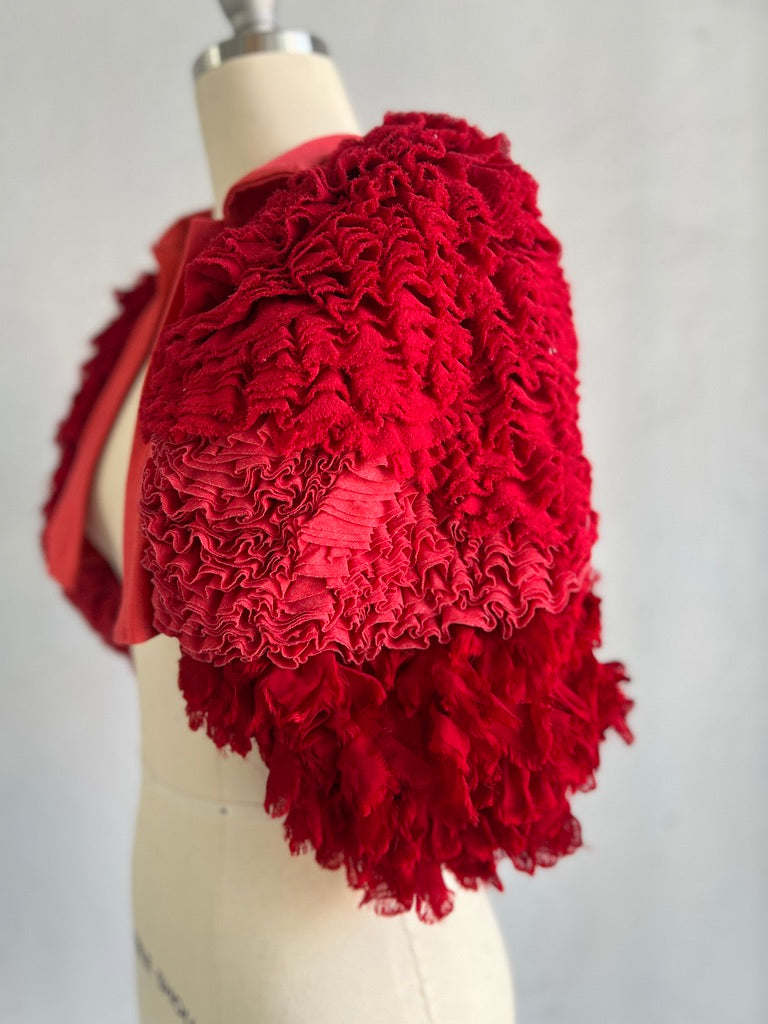 COMME DES GARCONS RED FANCY RUFFLE BOLERO JACKET 2000