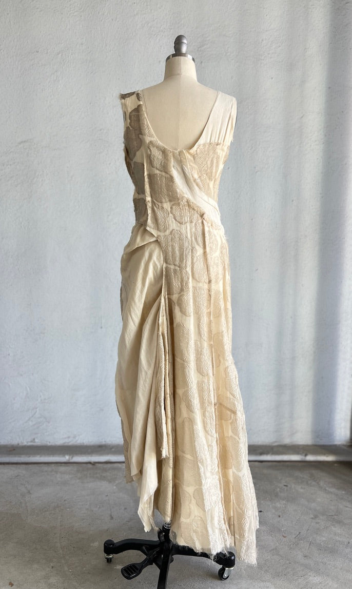 COMME DES GARCONS OFF-WHITE VINTAGE FLORAL & MUSLIN DECONSTRUCTED GOWN 1997