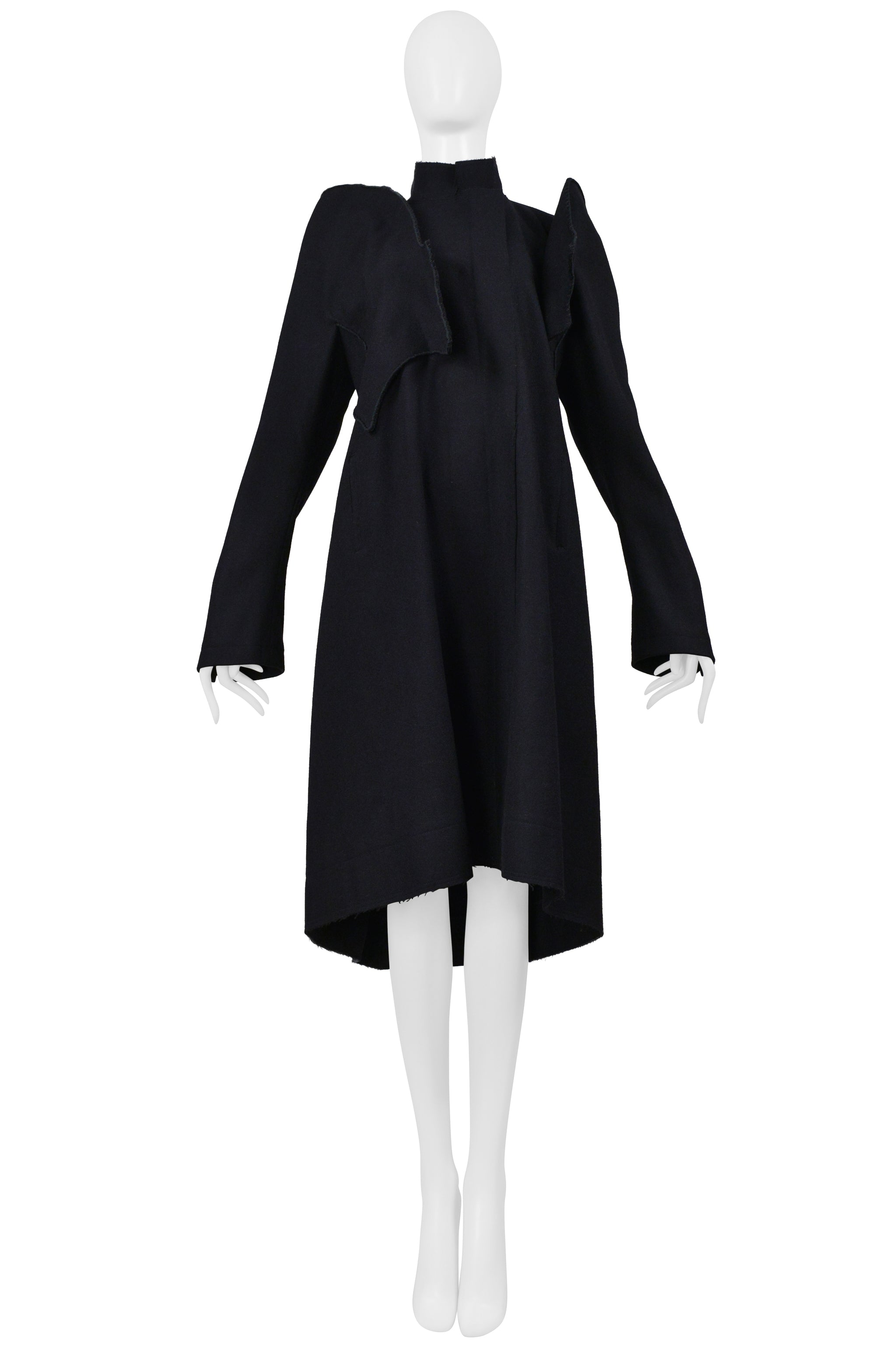 YOHJI YAMAMOTO MIDNIGHT WOOL COAT WITH MANDARIN COLLAR 2000