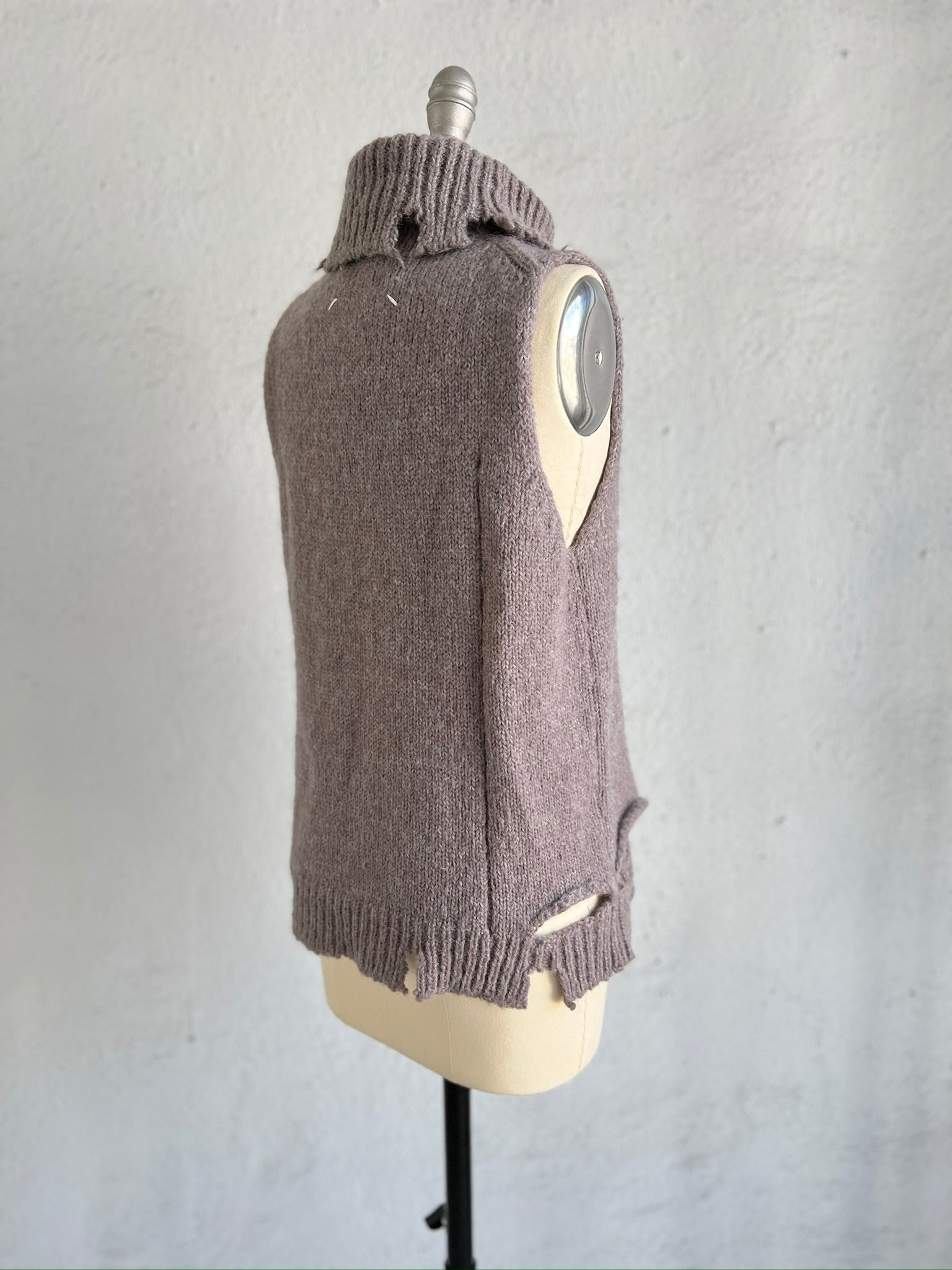 MAISON MARTIN MARGIELA MAUVE DECONSTRUCTED SWEATER WITH HIGH NECK 2001