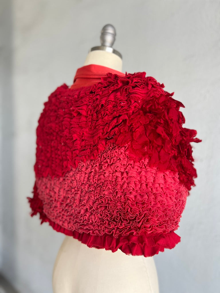 COMME DES GARCONS RED FANCY RUFFLE BOLERO JACKET 2000