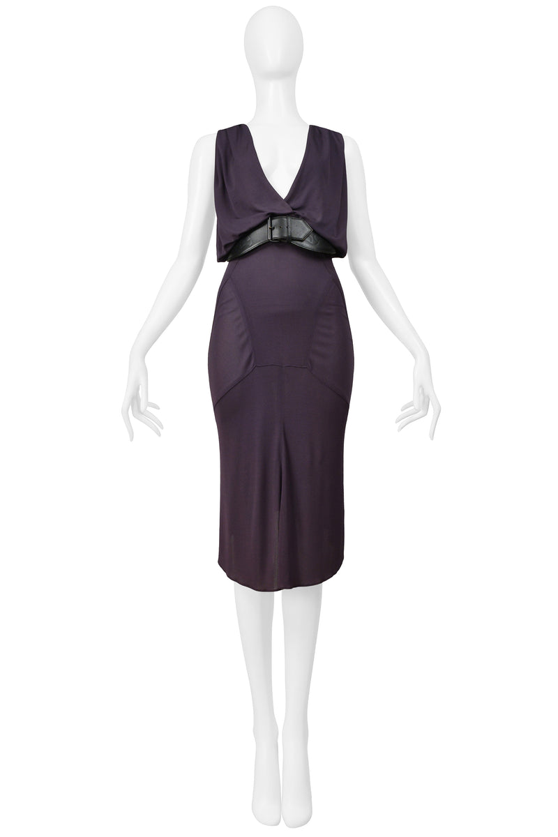 ALAIA PURPLE JERSEY HOODED DRESS 1984