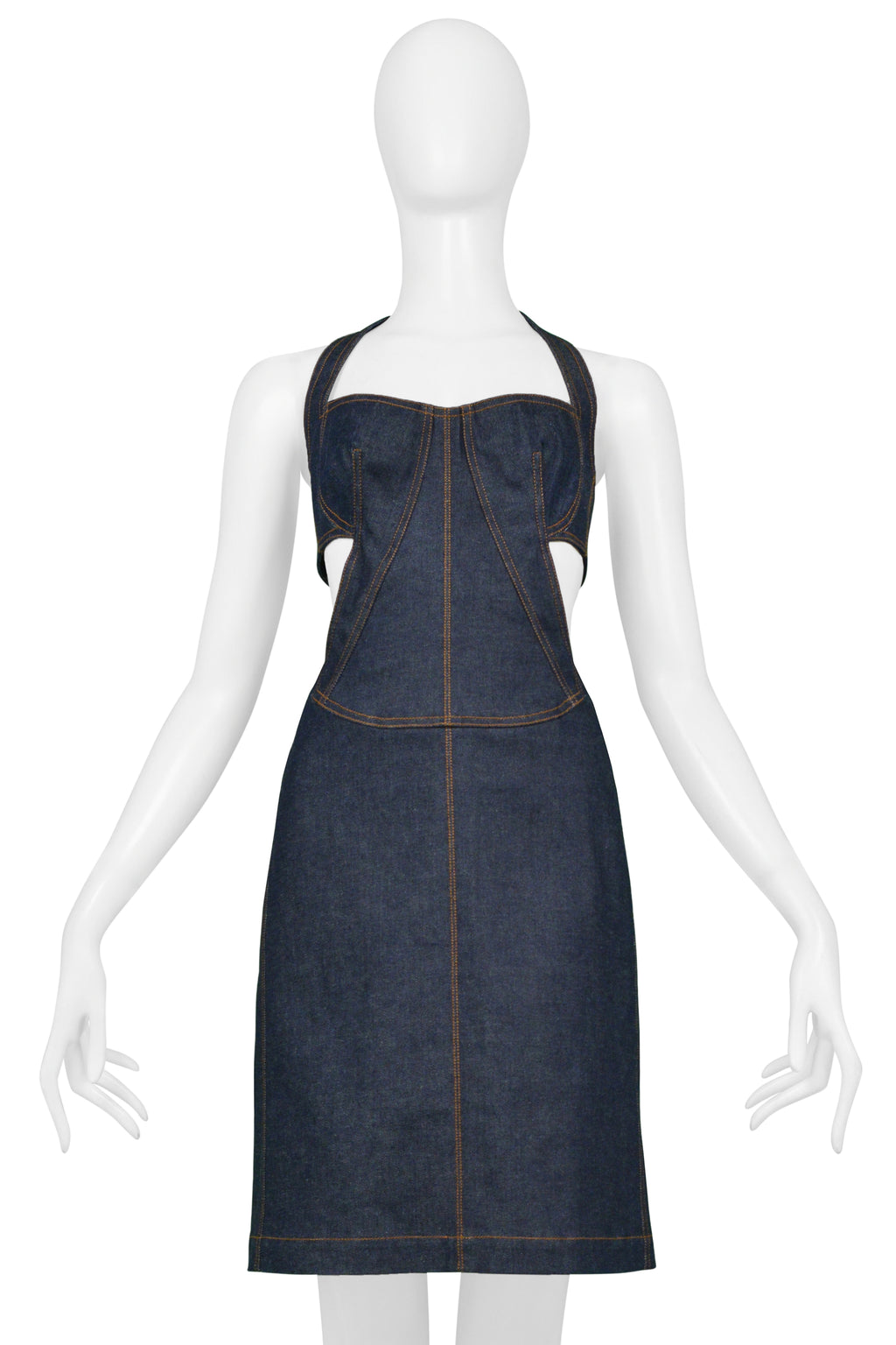ALAIA EDITION 1986 REISSUE BLUE DENIM CUTOUT DRESS ALAIA EDITION 1986 REISSUE BLUE DENIM CUTOUT DRESS