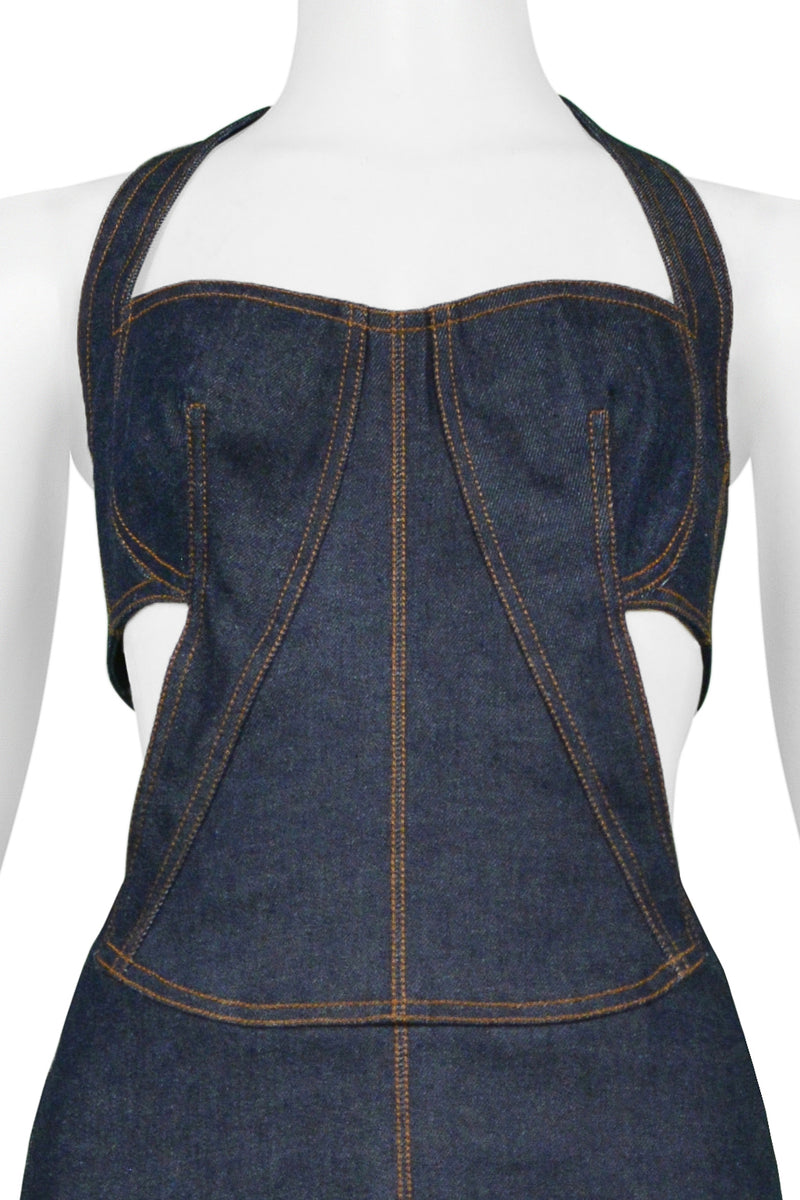 Azzedine Alaia blue denim playsuit, ss 1991 For Sale at 1stDibs