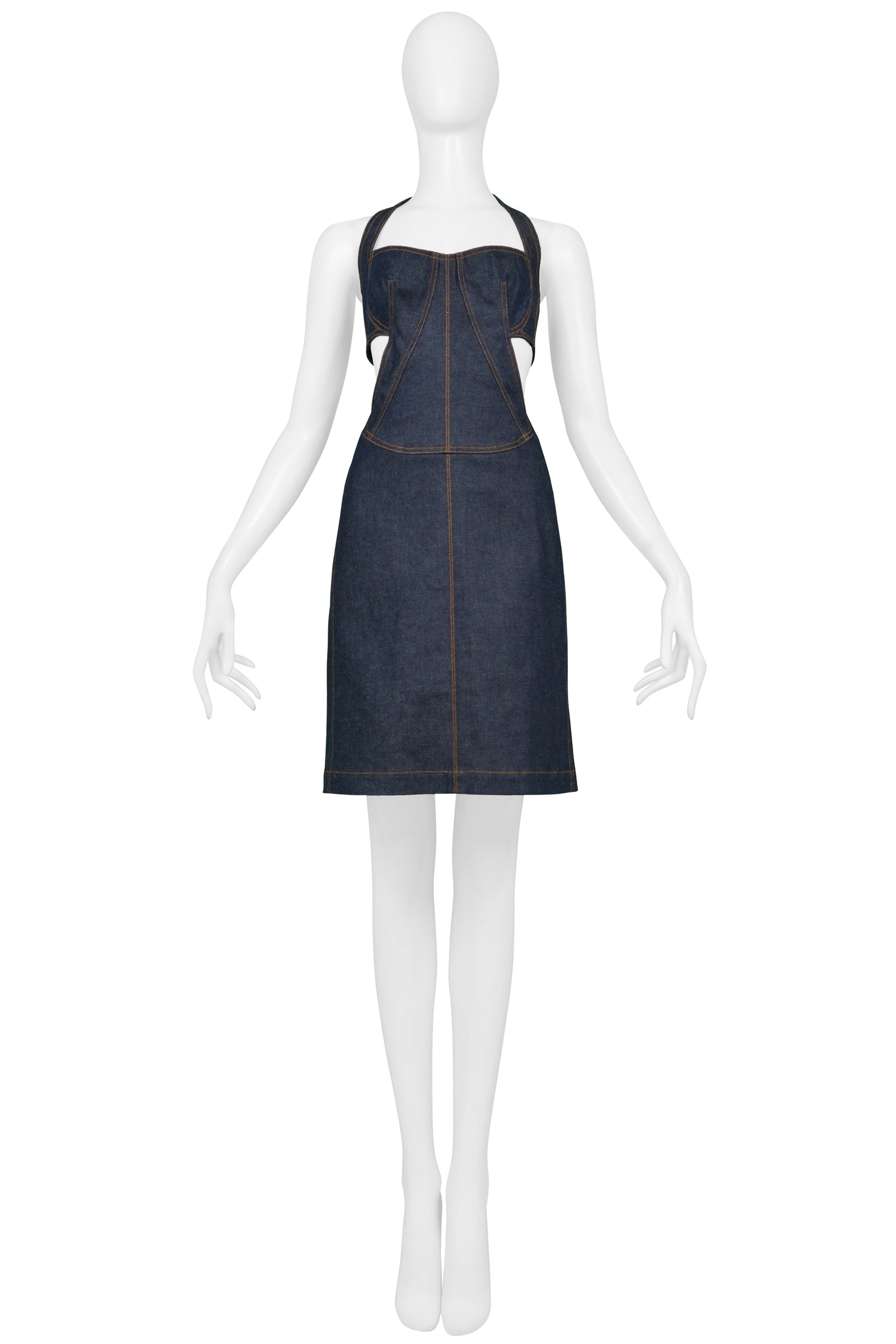 ワンピース Alaia Wrap Denim Dress ALAÏA Asymmetric wrap-effect denim mini dress | NET-A-PORTER