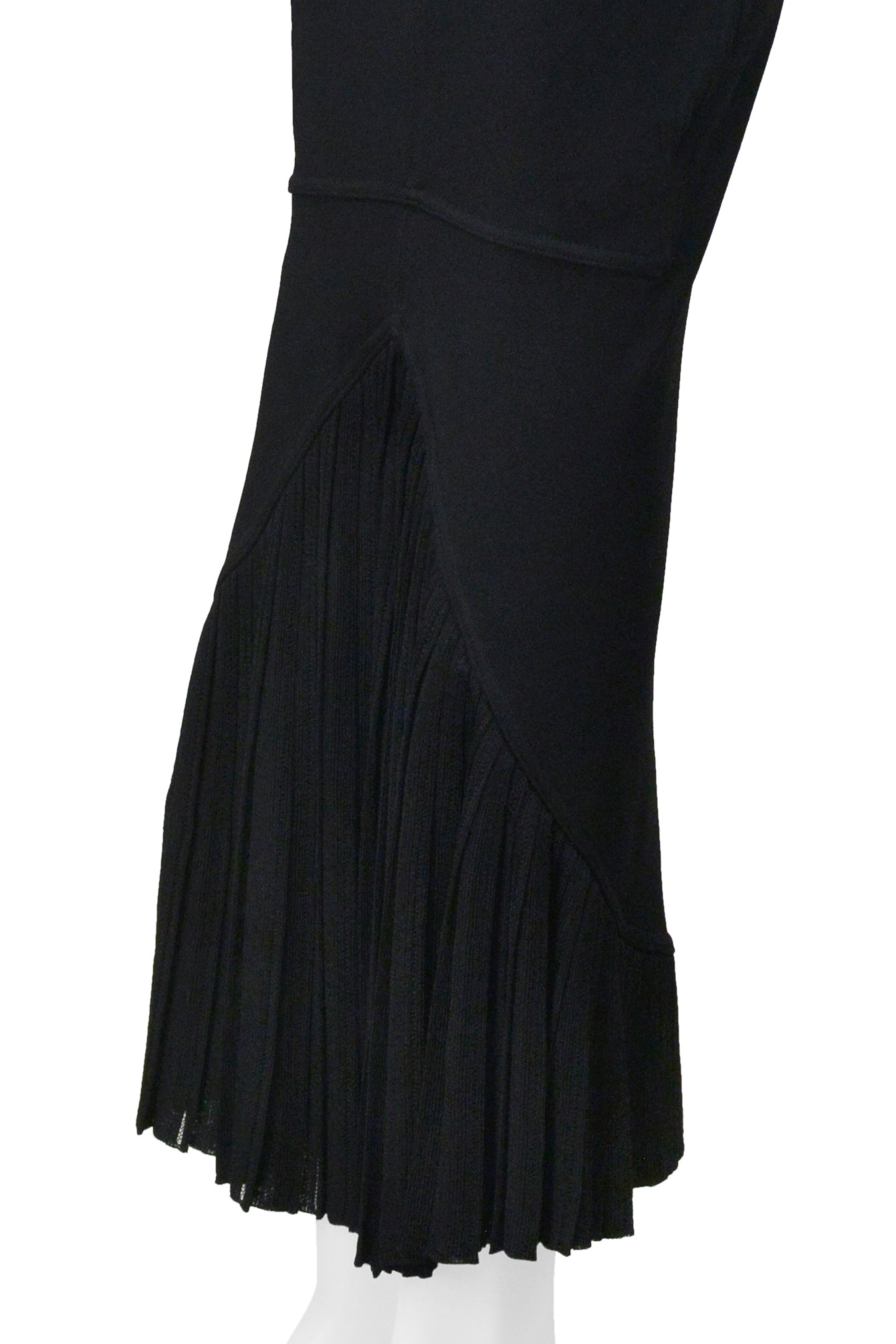 ALAIA BLACK EVENING GOWN WITH LACE HEM AND MULTI STRAPS 1990