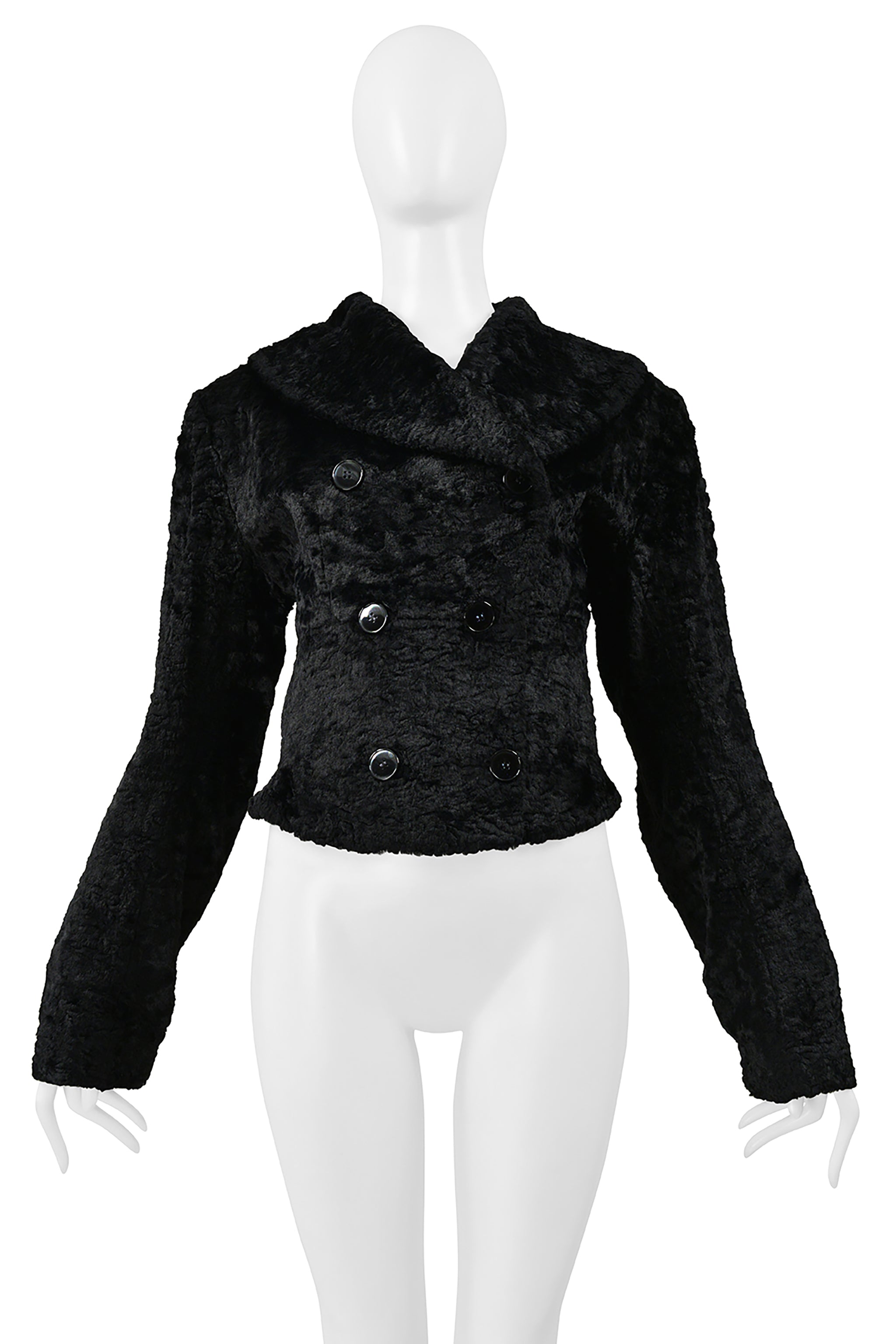 ALAIA BLACK CHENILLE DOUBLE BREASTED JACKET 1992