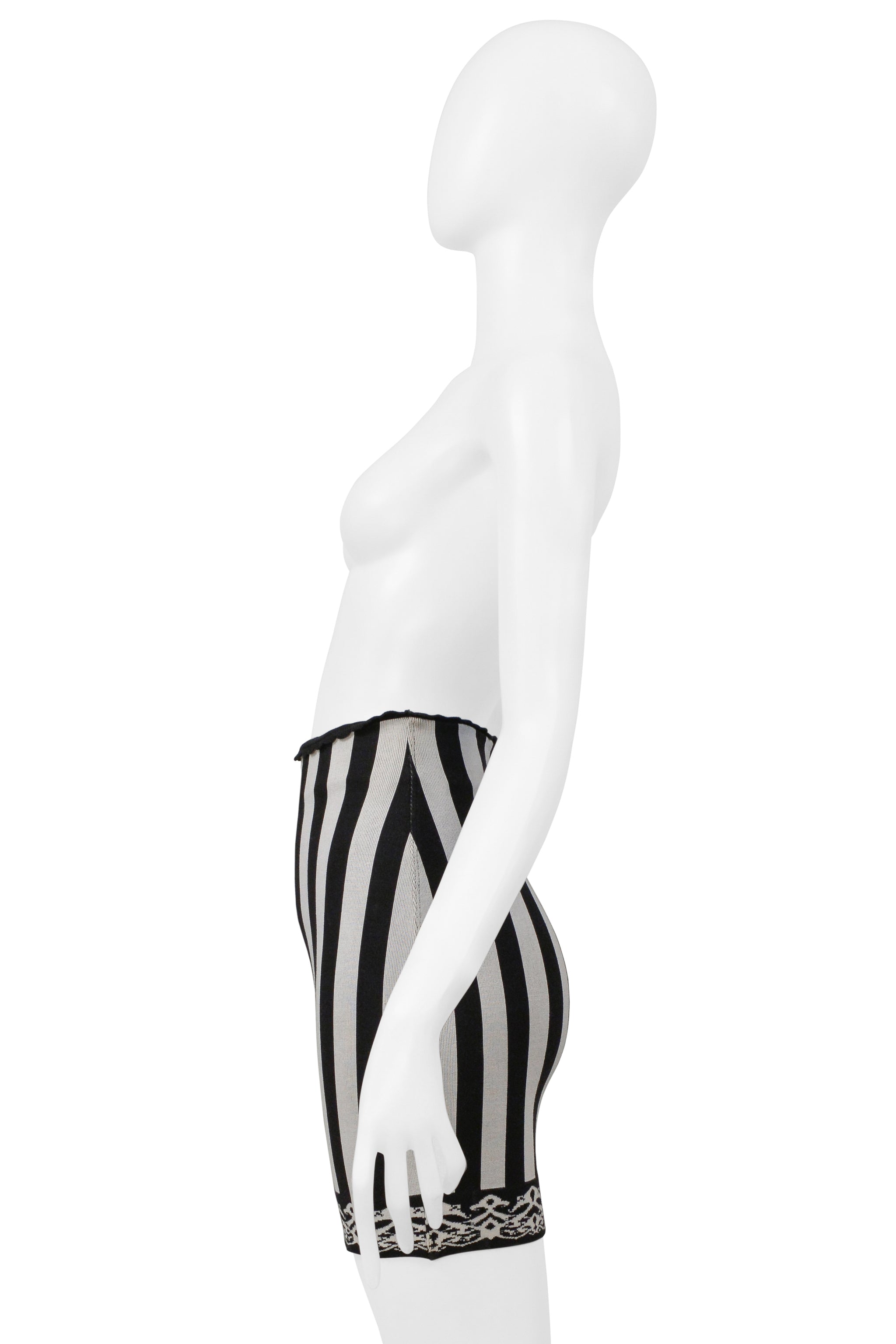 ALAIA ICONIC BLACK AND WHITE STRIPE SKIRT 1992