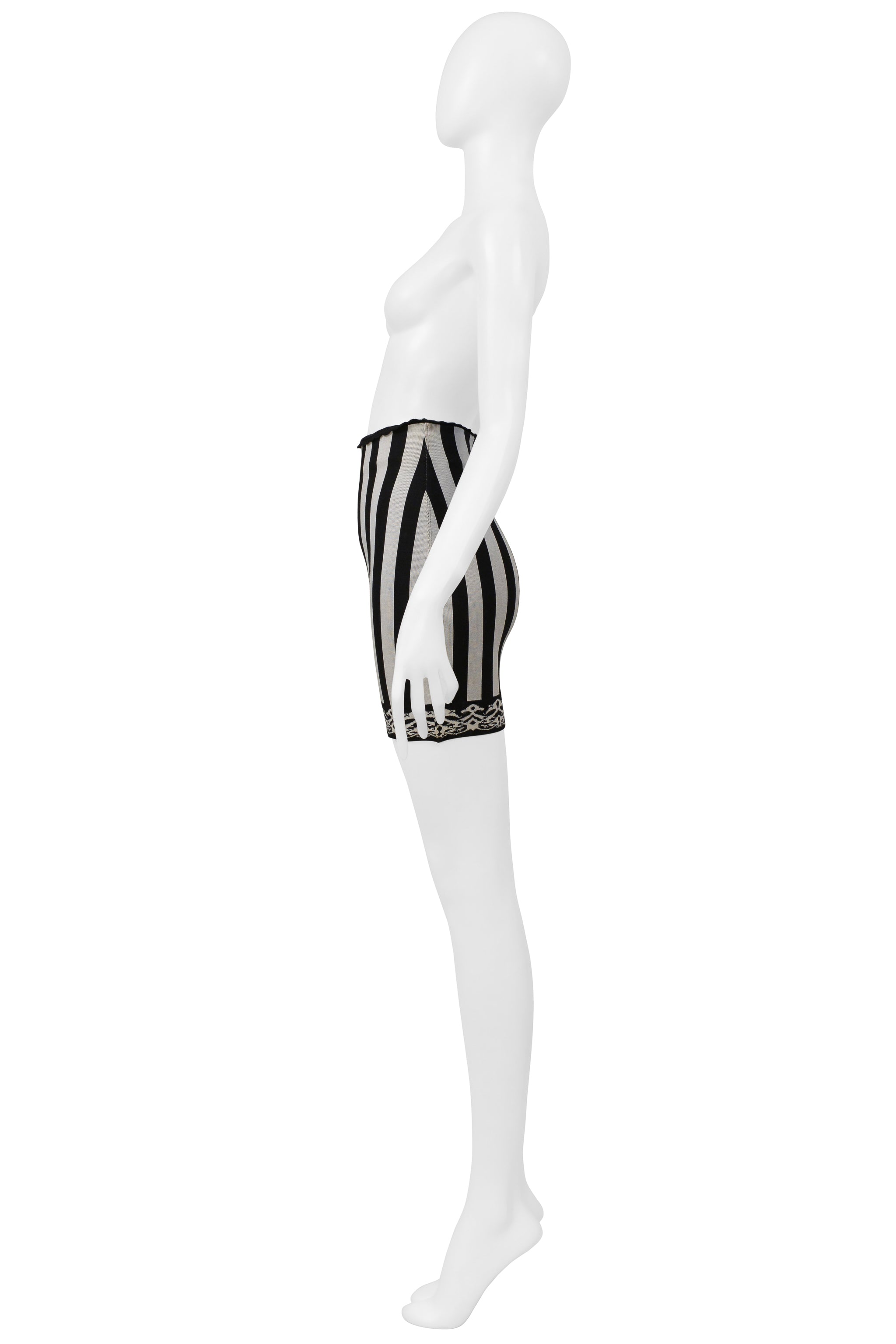 ALAIA ICONIC BLACK AND WHITE STRIPE SKIRT 1992