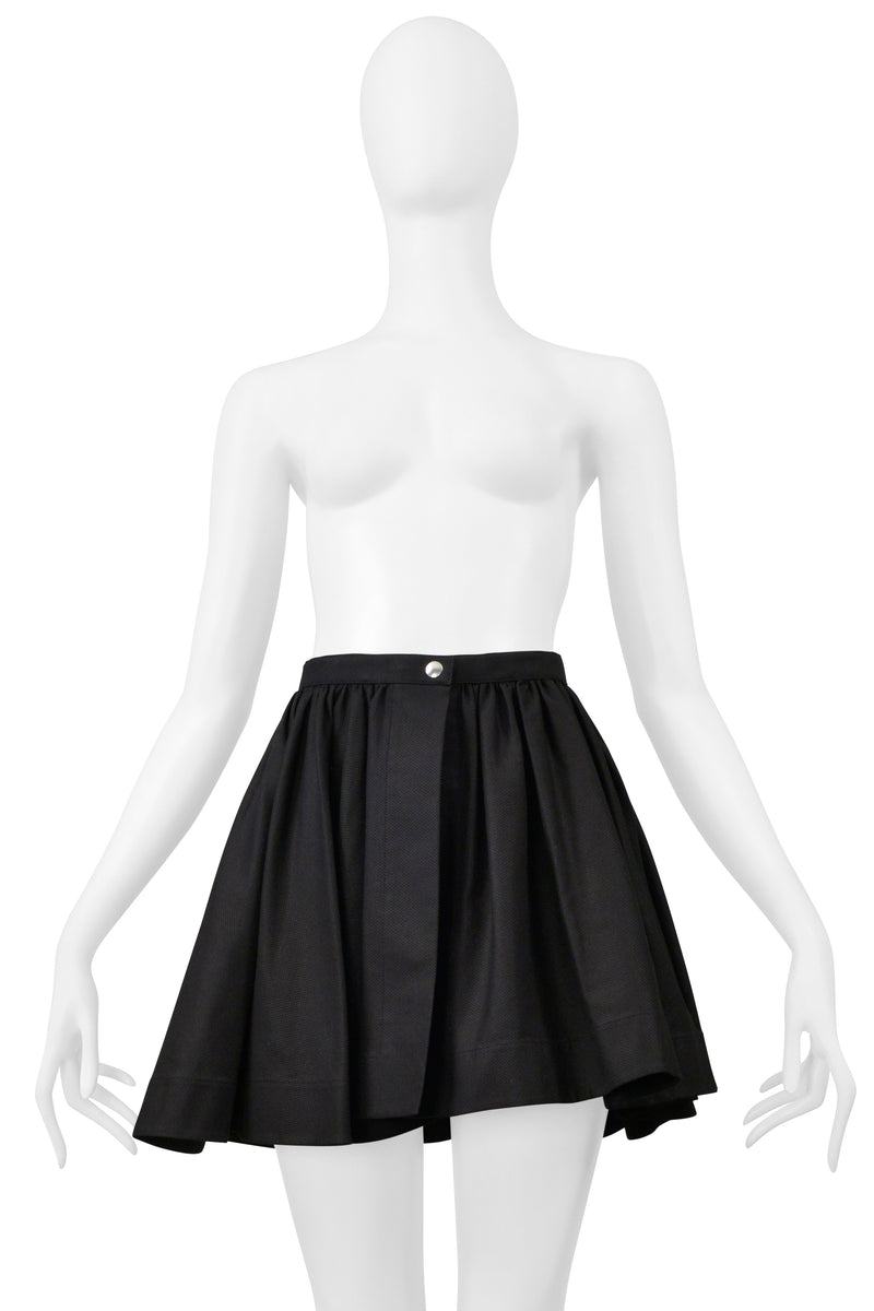 ALAIA BLACK COTTON SINGLE SNAP SUPER MINI SKIRT