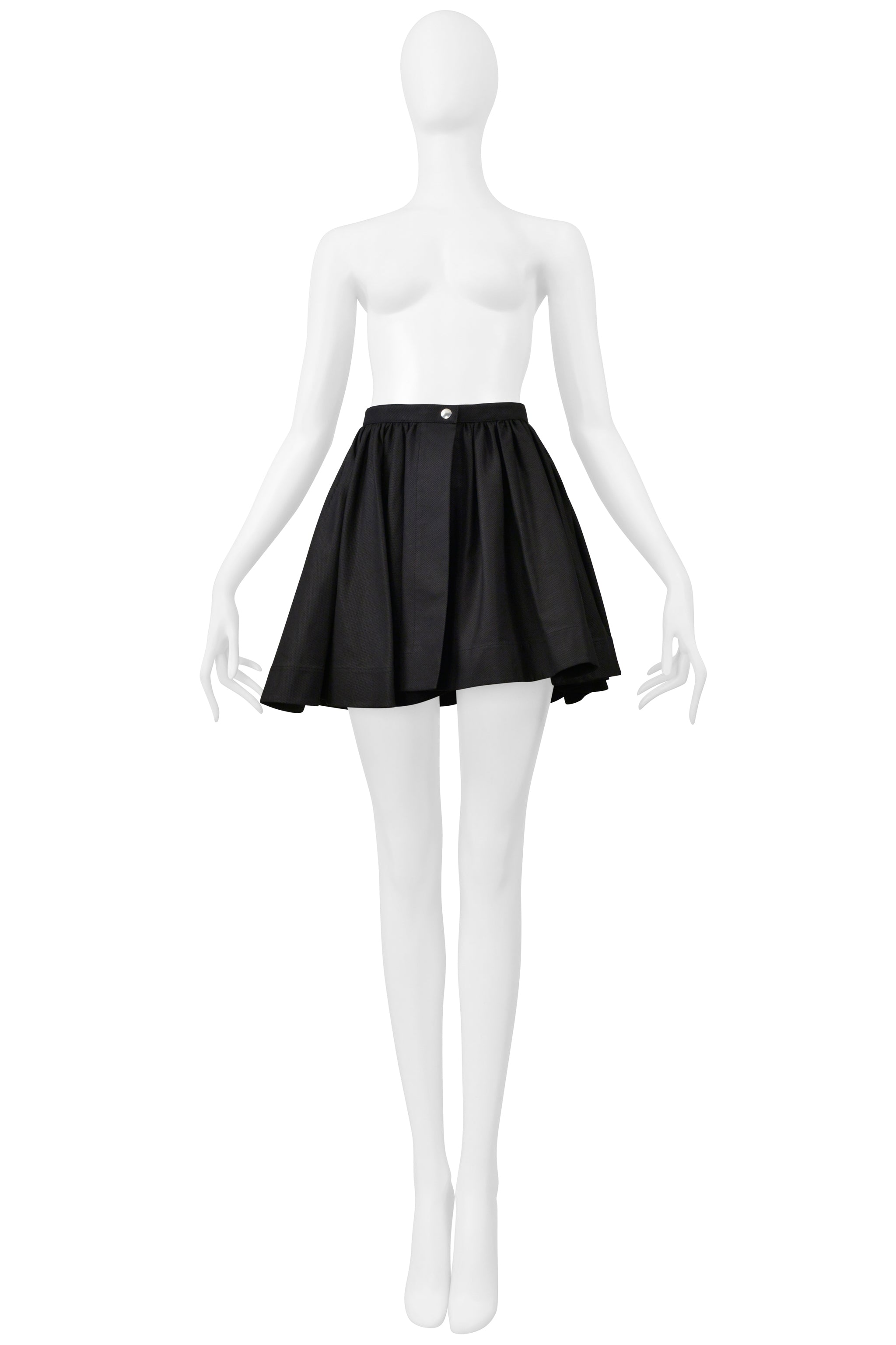 ALAIA BLACK COTTON SINGLE SNAP SUPER MINI SKIRT