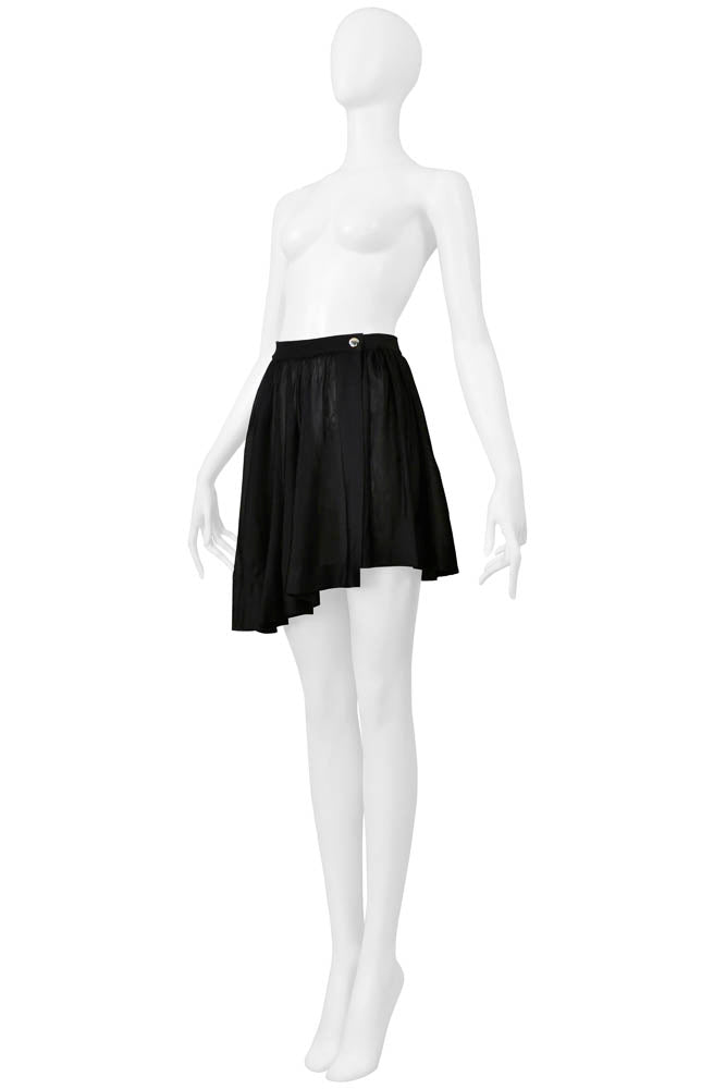 ALAIA BLACK JERSEY SNAP FRONT ASYMMETRICAL MINI SKIRT