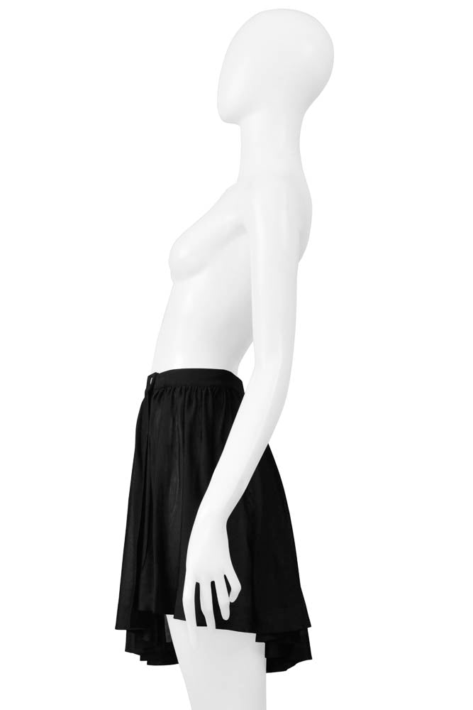 ALAIA BLACK JERSEY SNAP FRONT ASYMMETRICAL MINI SKIRT