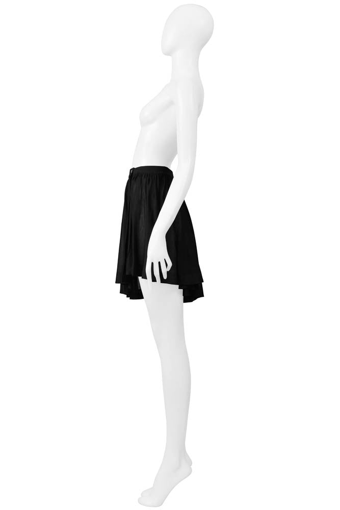 ALAIA BLACK JERSEY SNAP FRONT ASYMMETRICAL MINI SKIRT