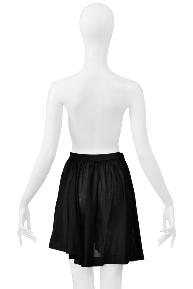 ALAIA BLACK JERSEY SNAP FRONT ASYMMETRICAL MINI SKIRT