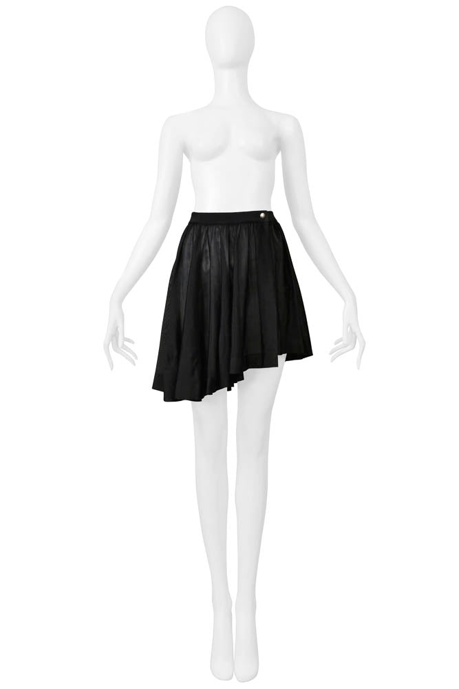 ALAIA BLACK JERSEY SNAP FRONT ASYMMETRICAL MINI SKIRT