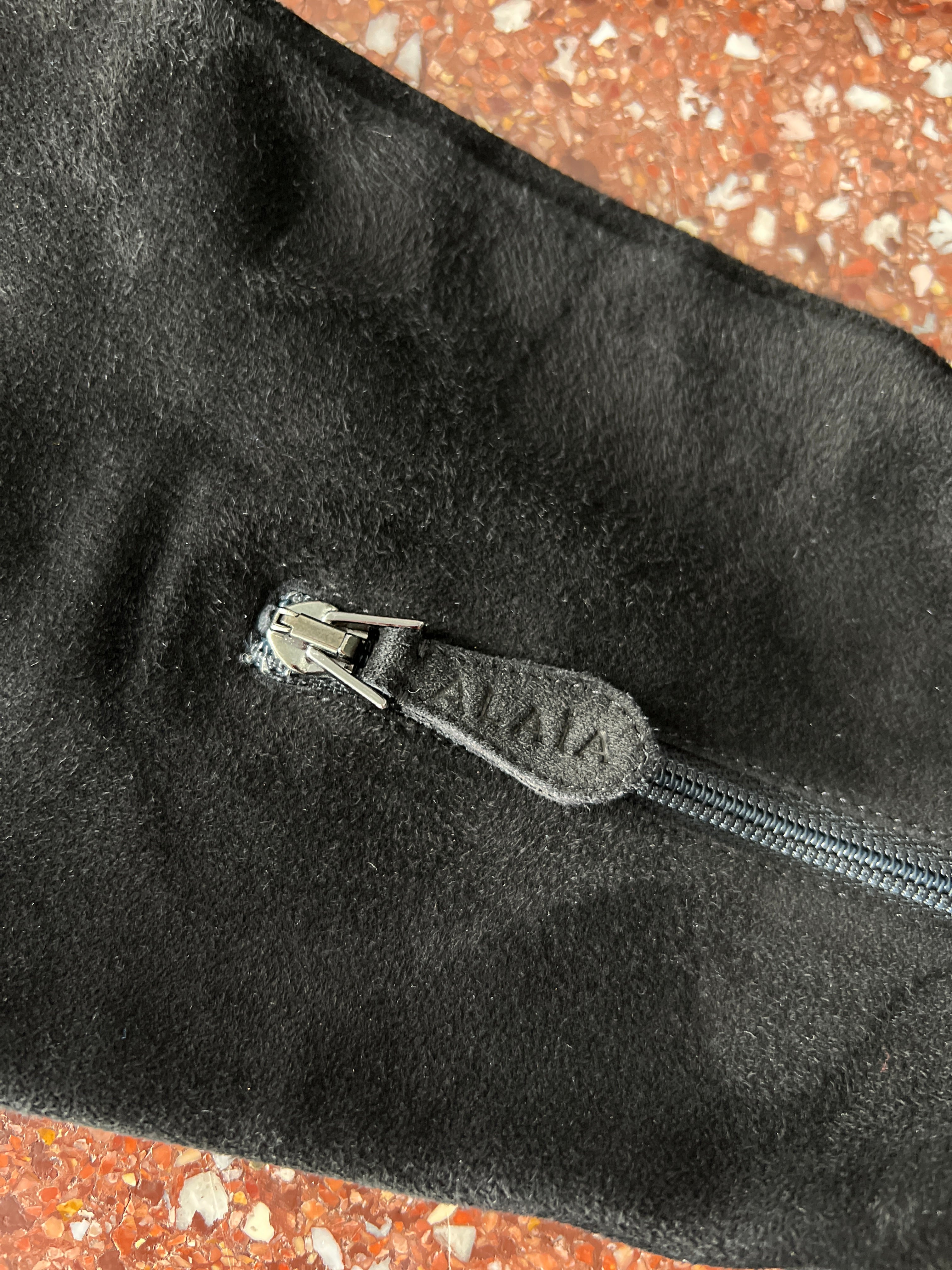 ALAIA BLACK SUEDE THIGH HIGH PLATFORM BOOTS