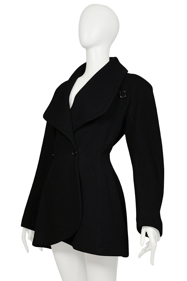 ALAIA BLACK WOOL ARCHITECTURAL JACKET