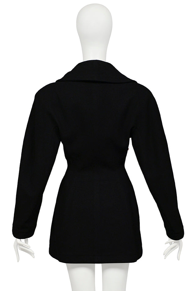 ALAIA BLACK WOOL ARCHITECTURAL JACKET