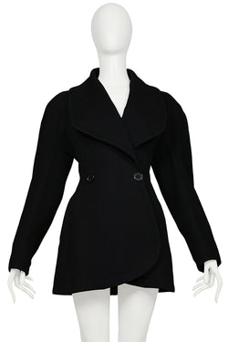 ALAIA BLACK WOOL ARCHITECTURAL JACKET