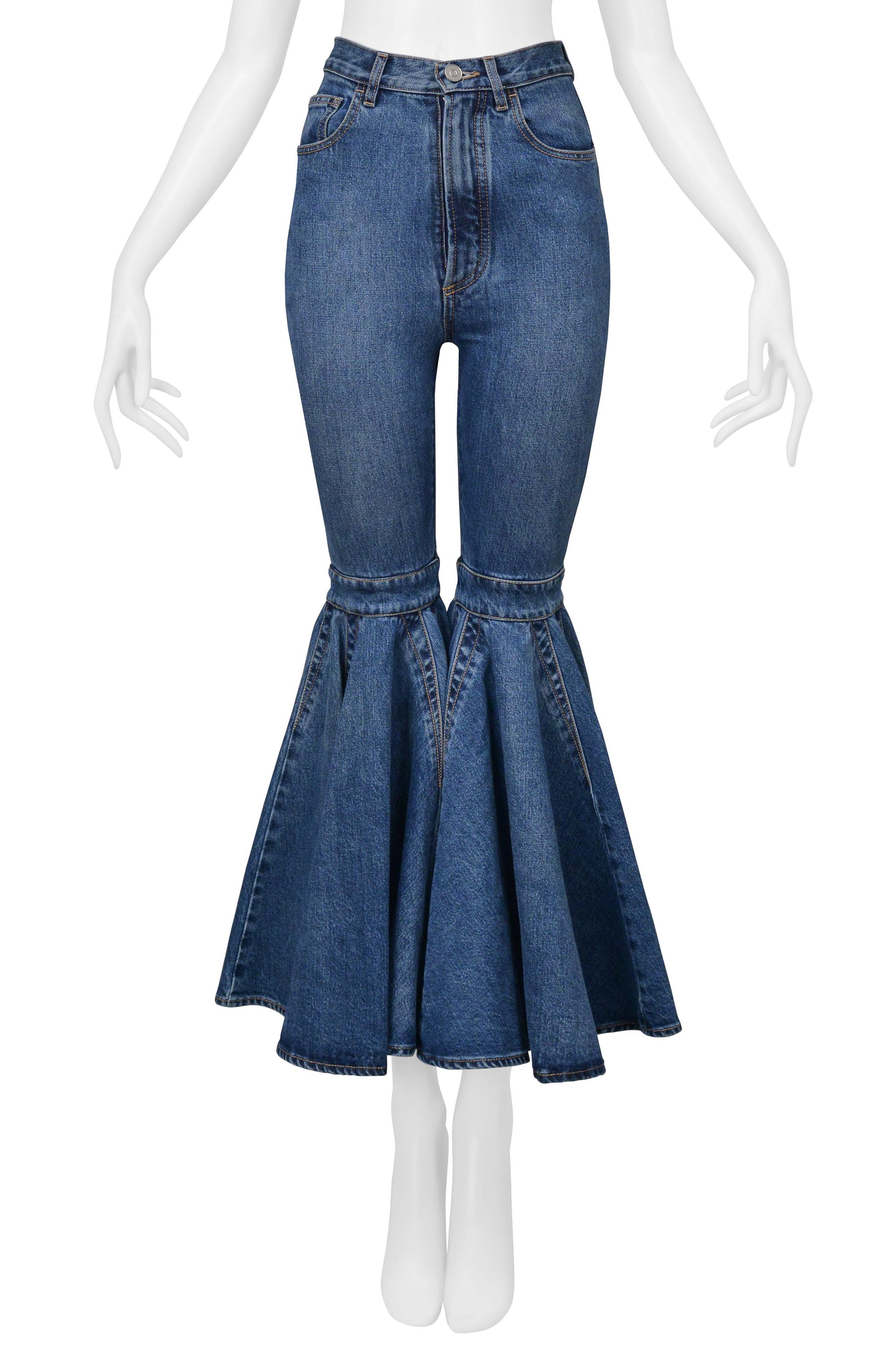 ALAIA BLUE DENIM ULTRA FLARE JEANS