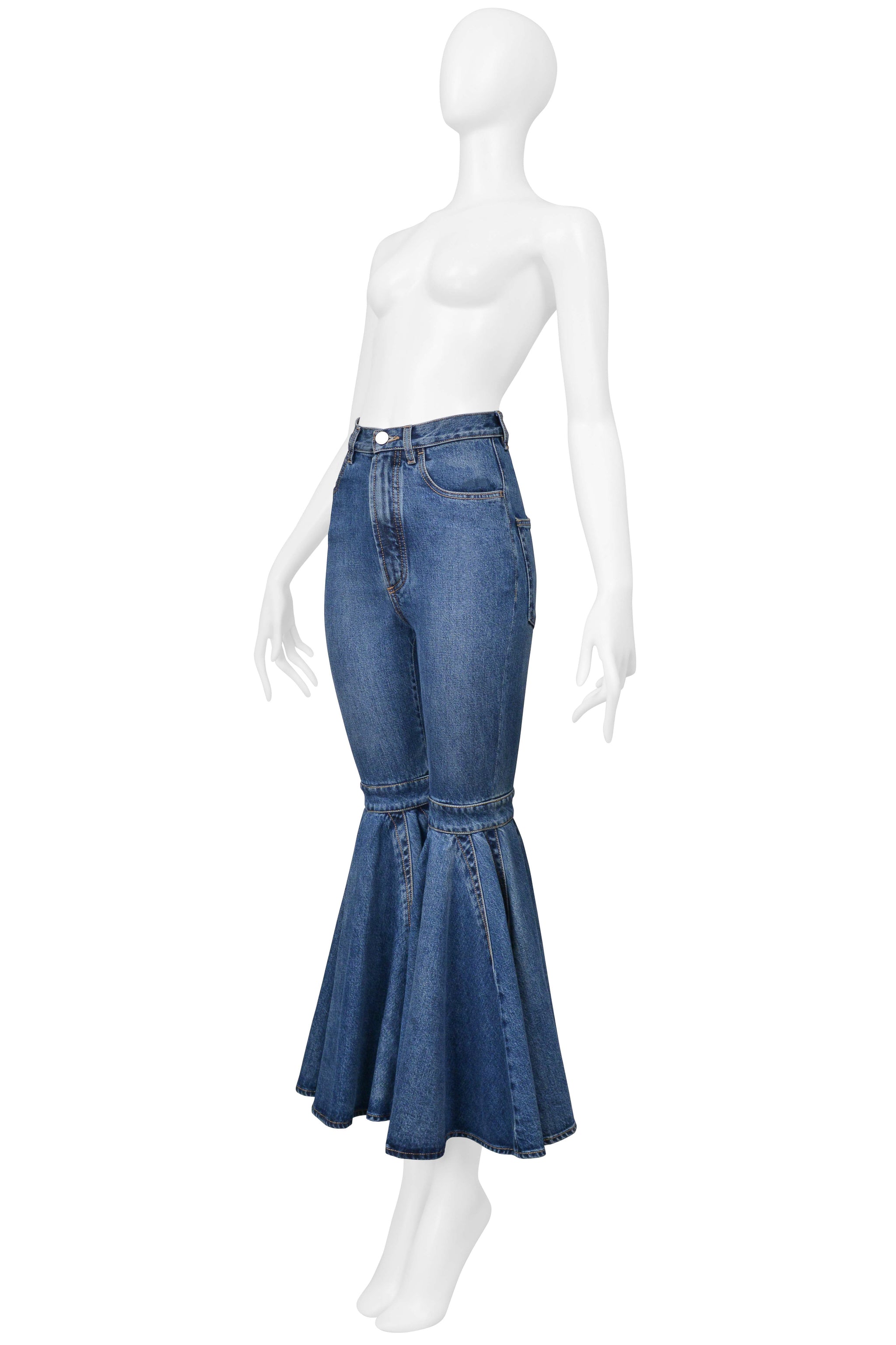 ALAIA BLUE DENIM ULTRA FLARE JEANS